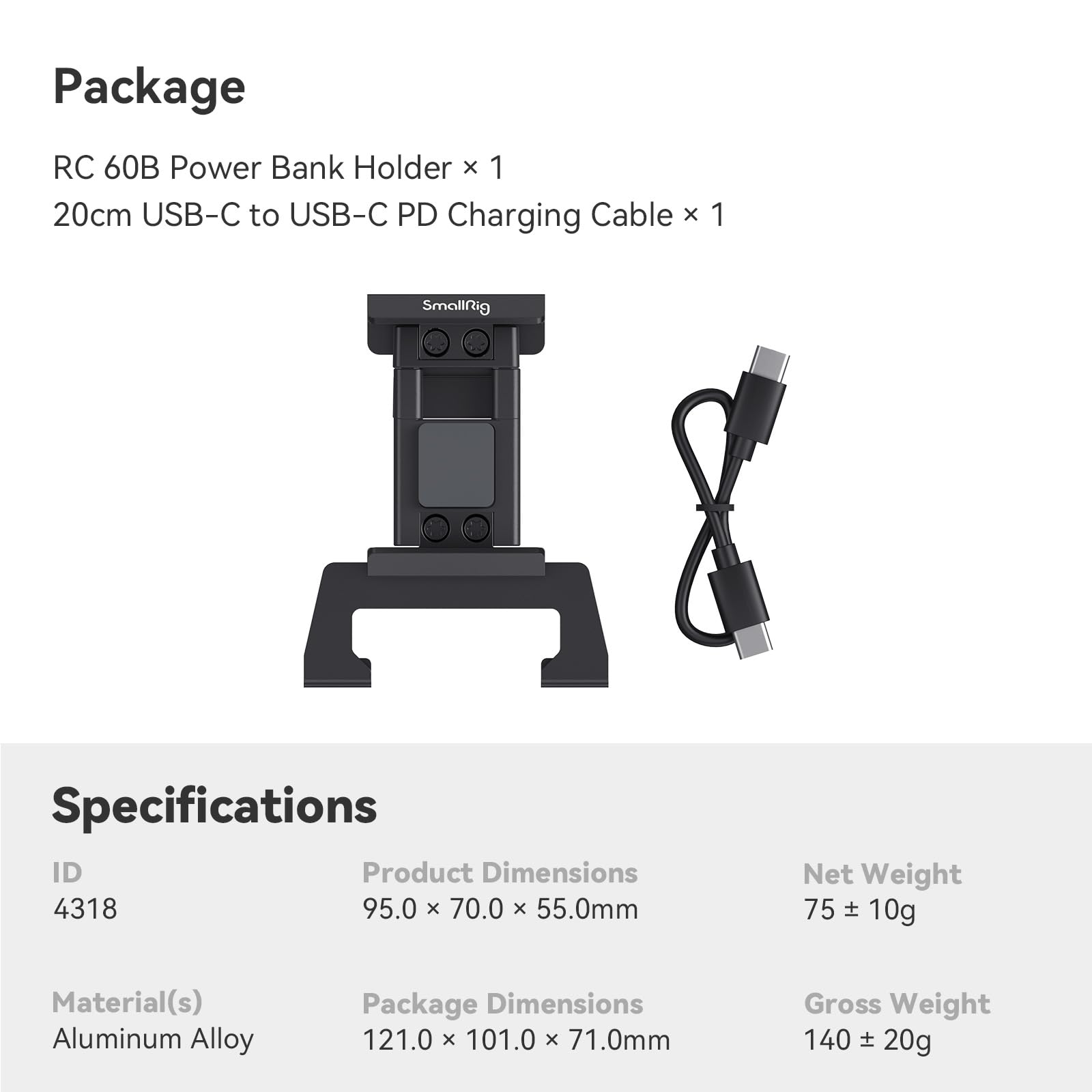 smallrig-4318-aluminium-powerbank-clip-f-r-rc60b image 4