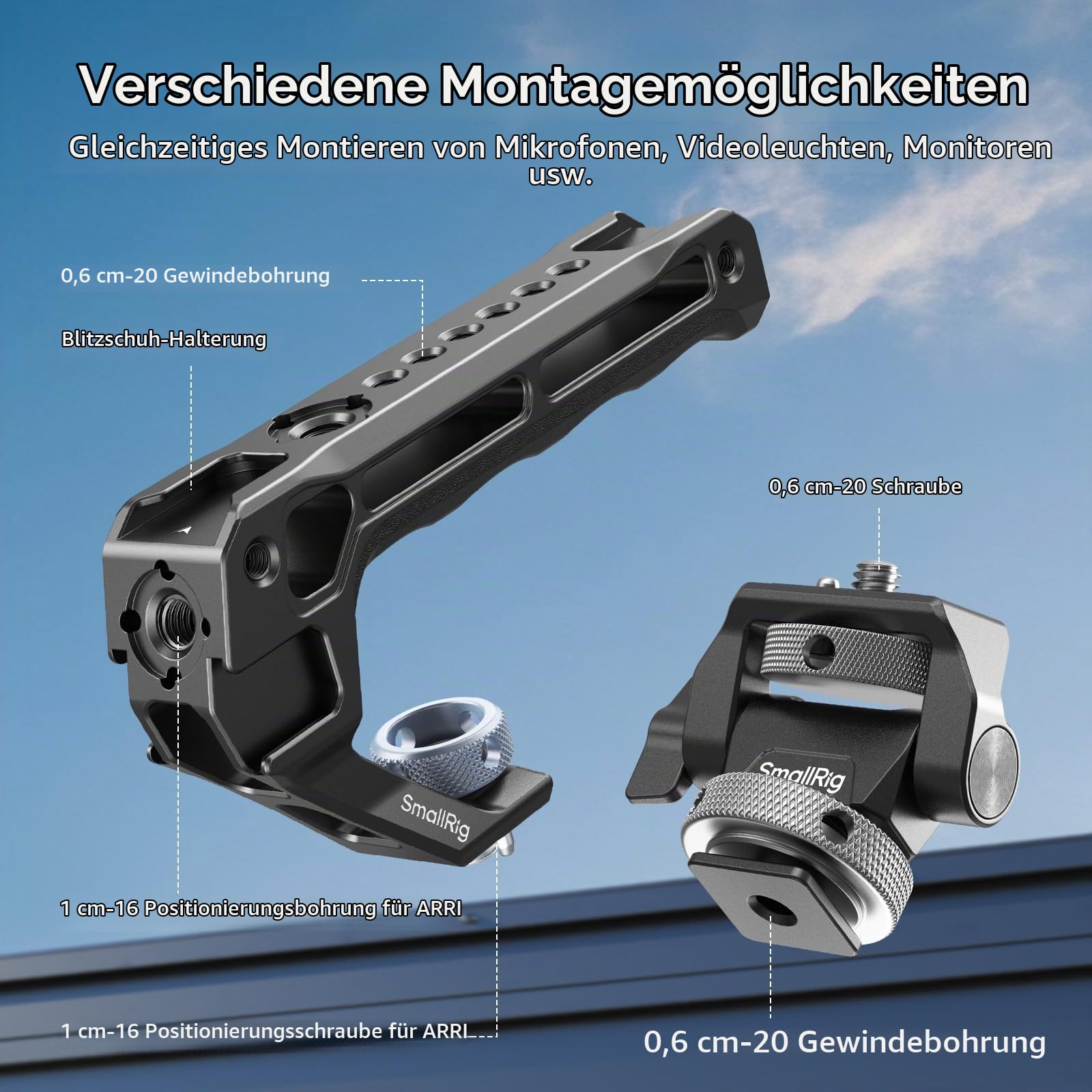 smallrig-5322-top-handle-3765-mit-monitorhalterung-2905b-cold-shoe-kit image 6