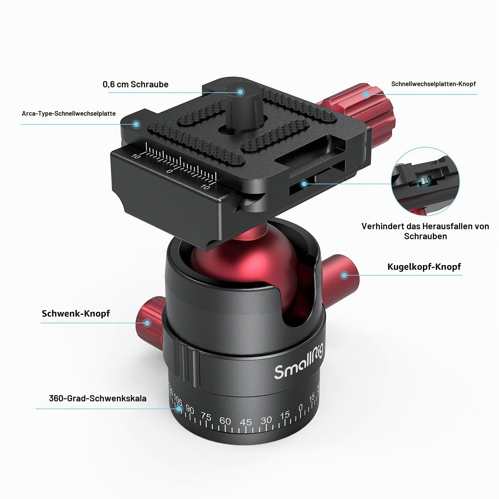 smallrig-360-mini-kugelkopf-3034-mit-arca-swiss-platte-8-kg-tragkraft image 3