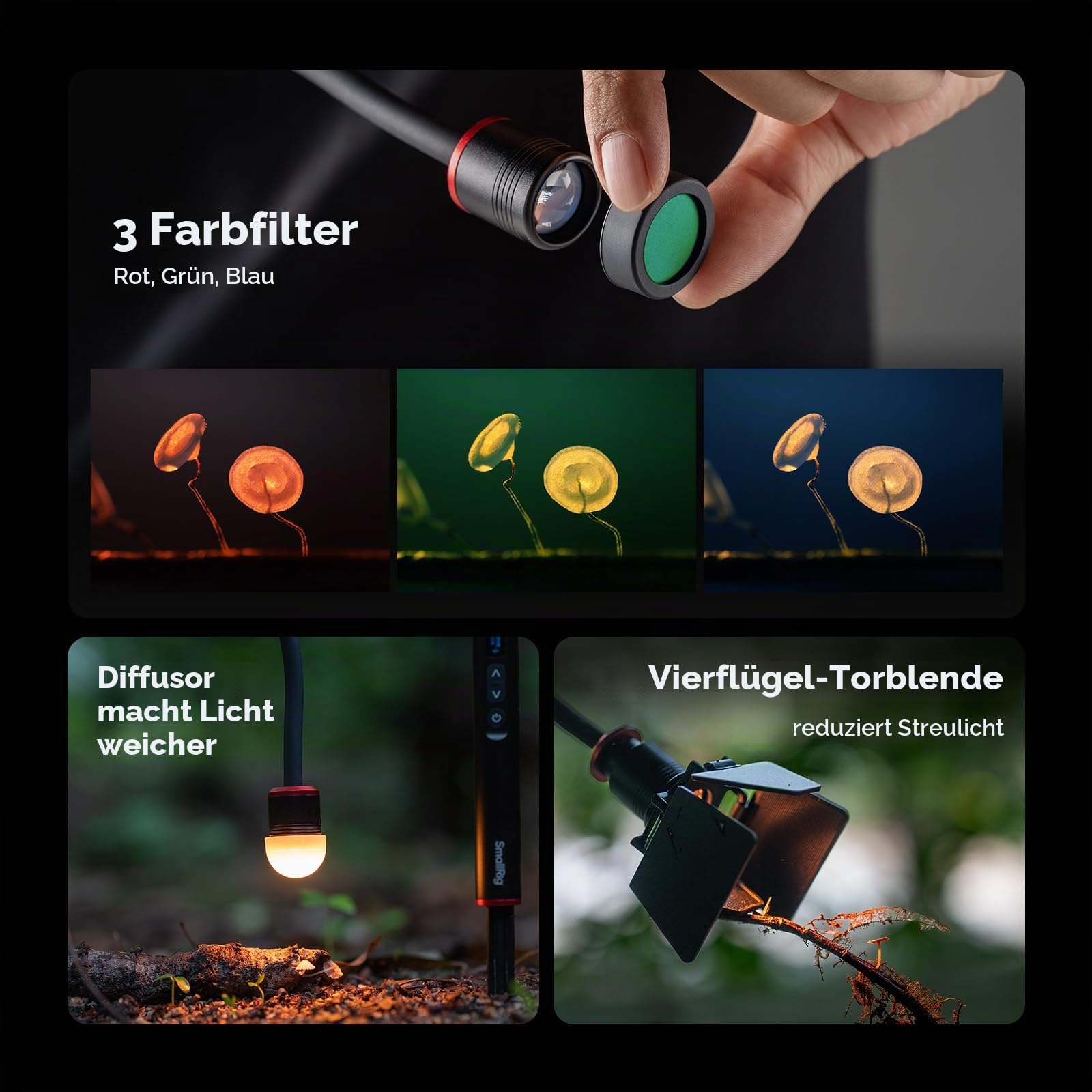 smallrig-rm01b-makro-led-licht-6225-1800k-7500k-mit-oled-und-schwanenhals image 5