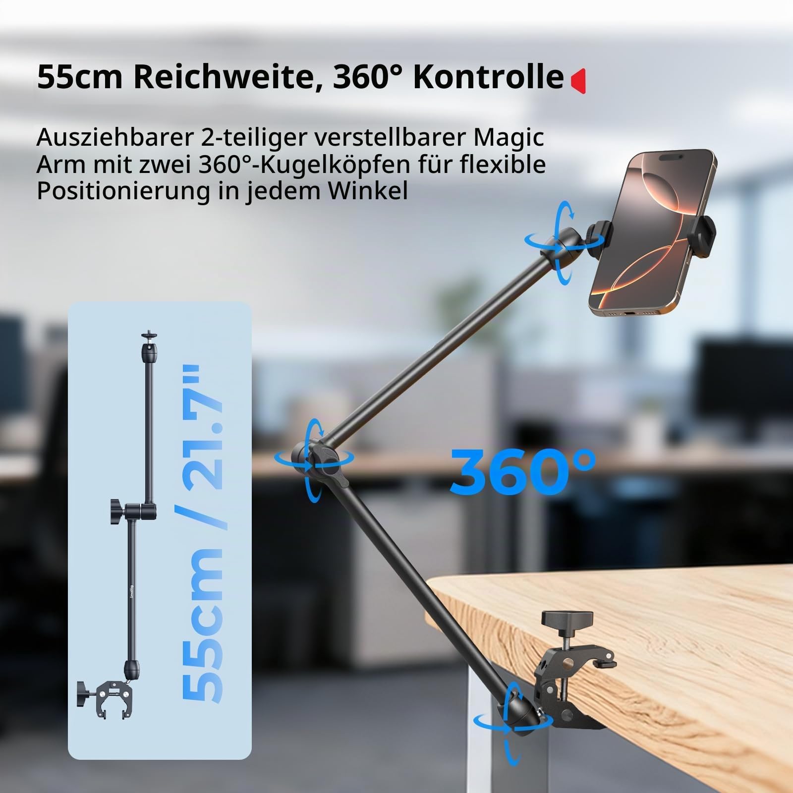 smallrig-5624-magic-arm-22-mit-klemme-und-handyhalterung image 3
