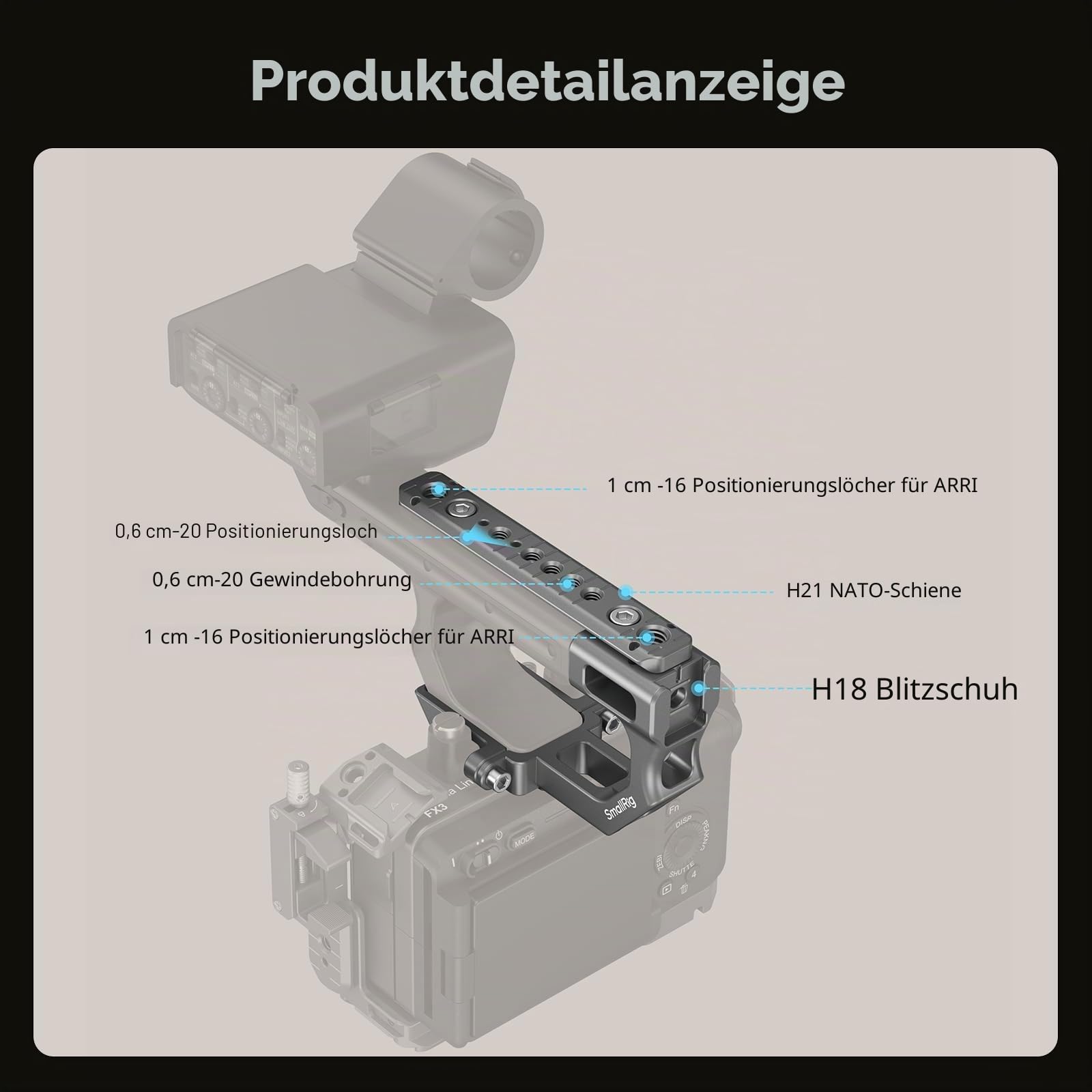 smallrig-4830-montageplatten-verl-ngerungssatz-f-r-sony-fx3-fx30-xlr-griff-mit-h image 2