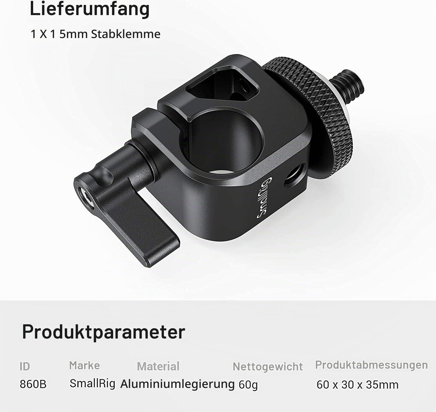 smallrig-860b-single-rod-clamp-stabklemme-f-r-15-mm-stange-mit-1-4-gewinde image 6