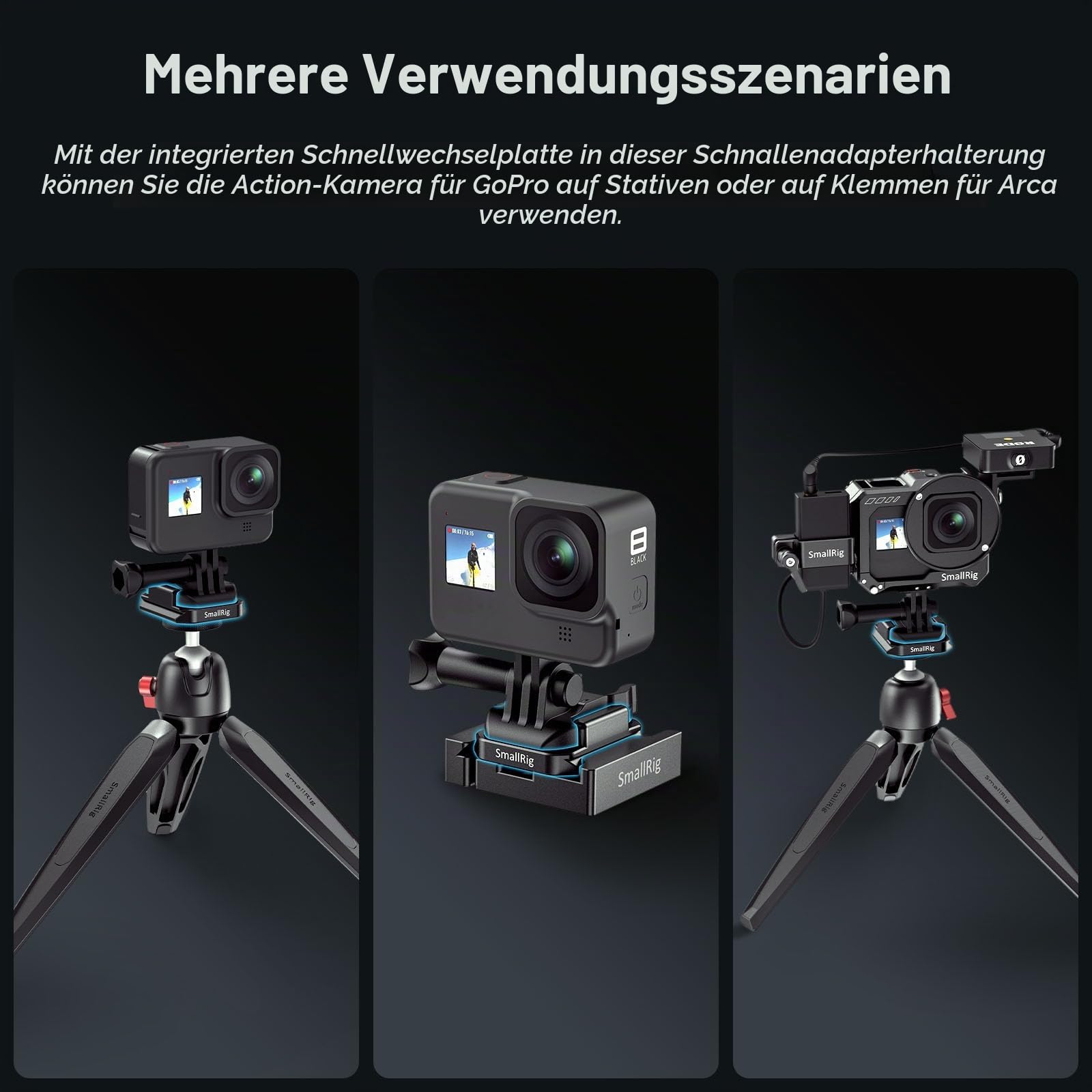 smallrig-2668-action-cam-mount-adapter-aluminium-mit-arca-schnellwechselplatte image 3