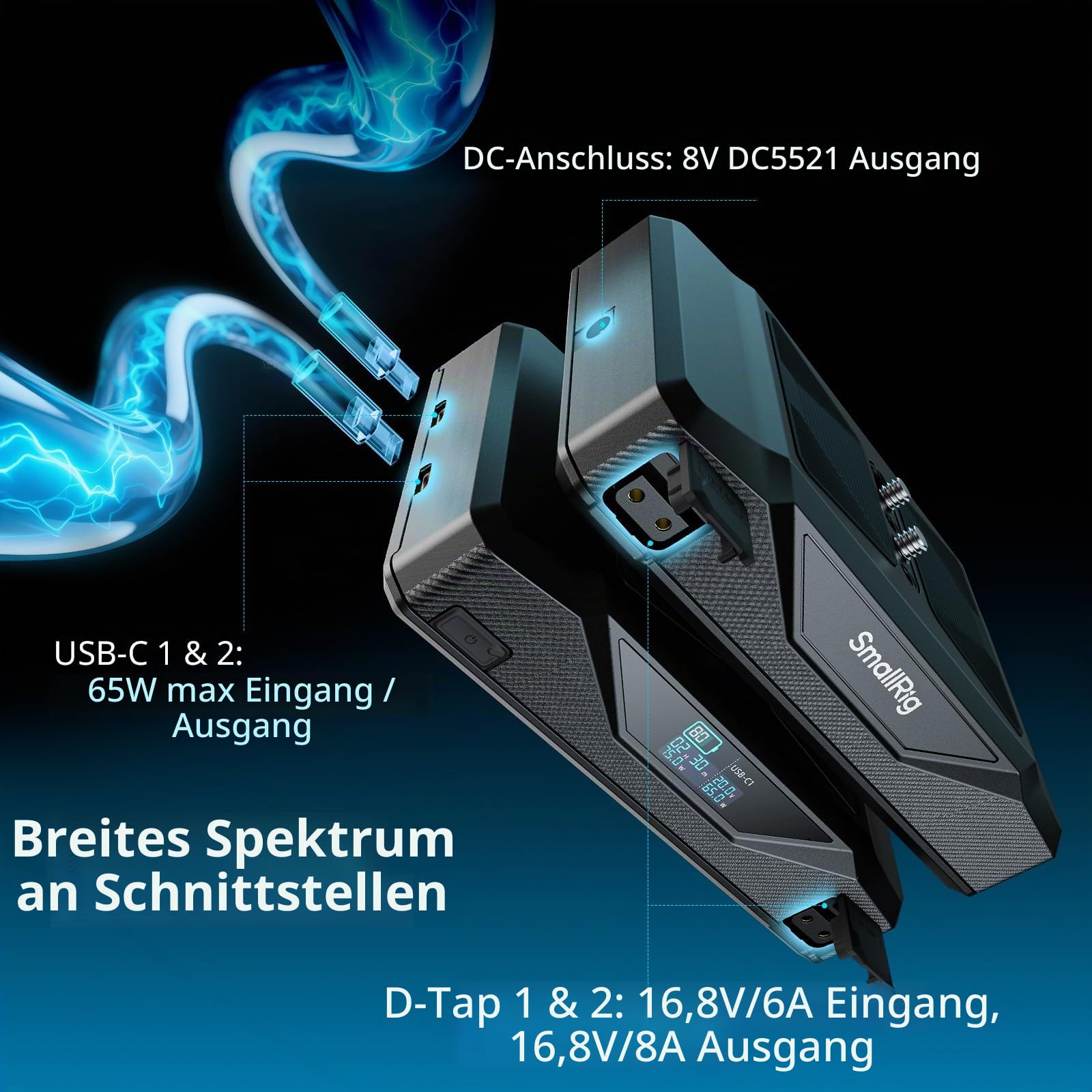 smallrig-basis-akku-cb75-4826-73-8-wh-kamera-basisakku-mit-65w-usb-c image 2