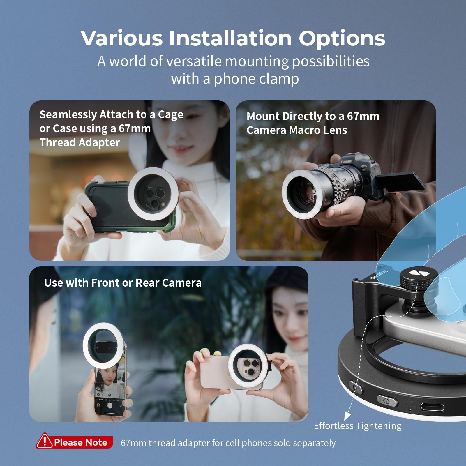 smallrig-vibe-p30-bi-color-ring-led-videoleuchte-f-r-67mm-handyhalterungen image 2