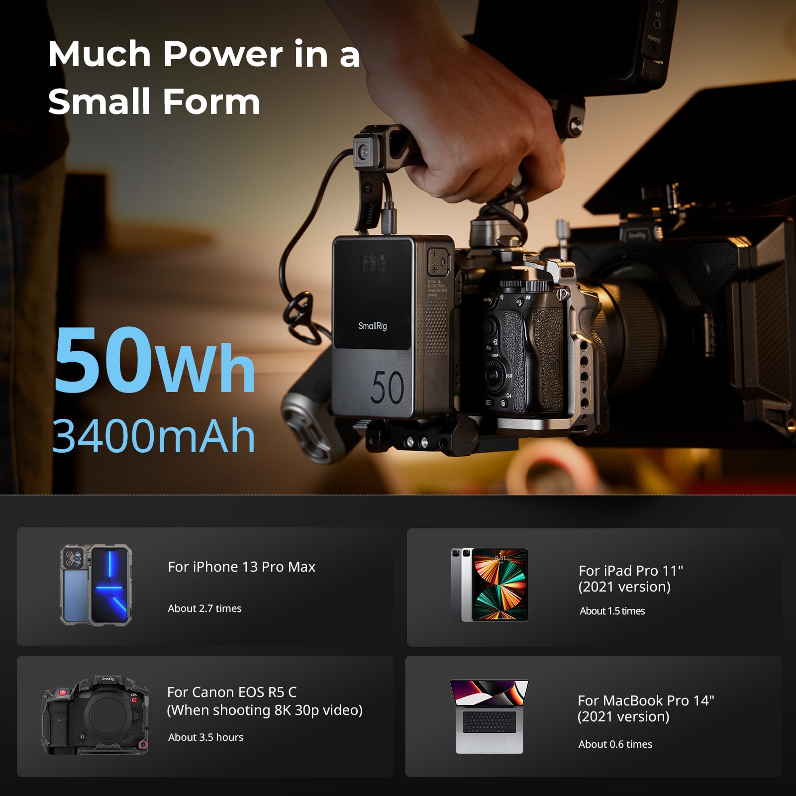 smallrig-vb50-3579b-mini-v-mount-akku-50wh-mit-oled-und-45w-pd-usb-c image 5
