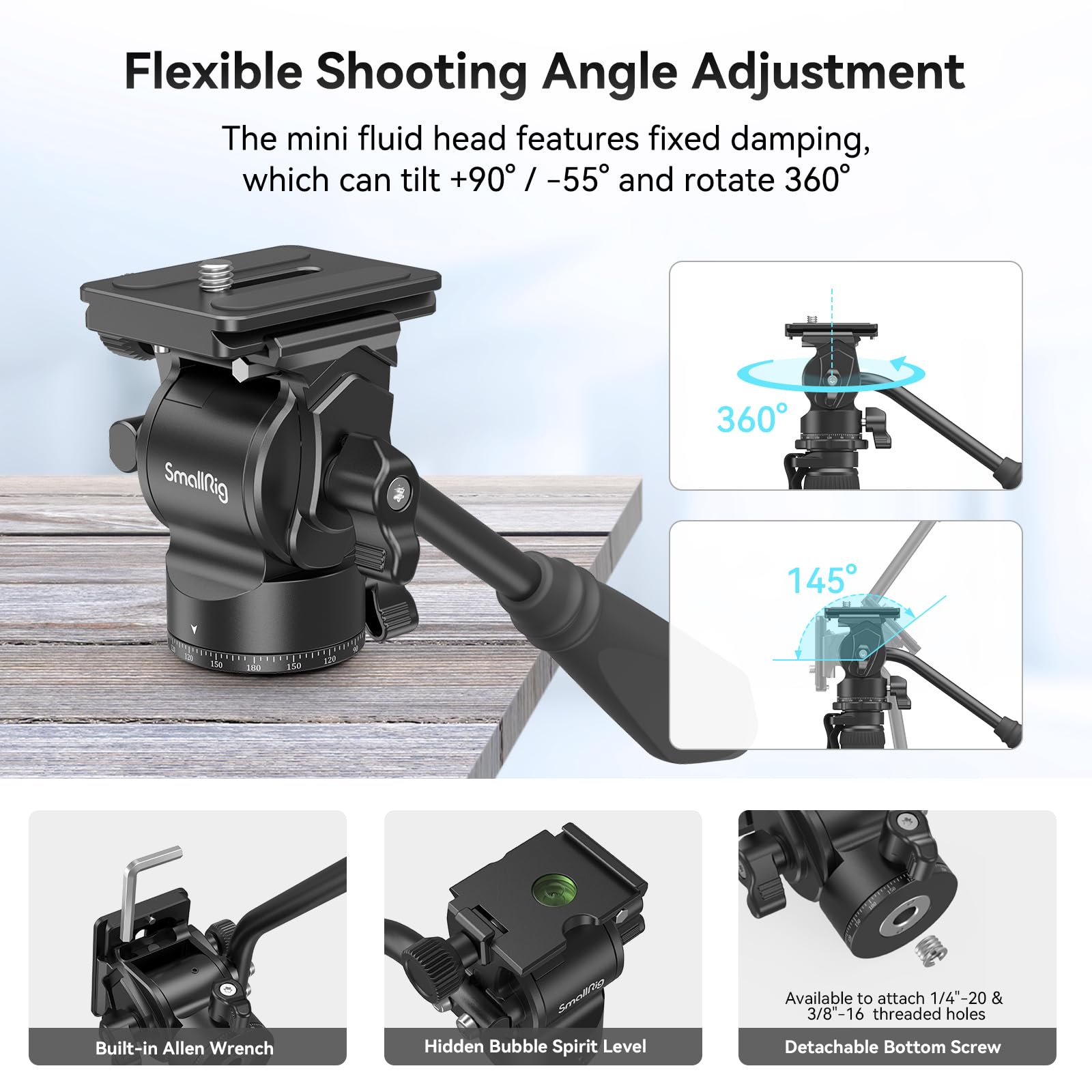 smallrig-ct180-3760b-videostativ-71-aluminium-mit-fluidkopf-monopod-funktion image 2