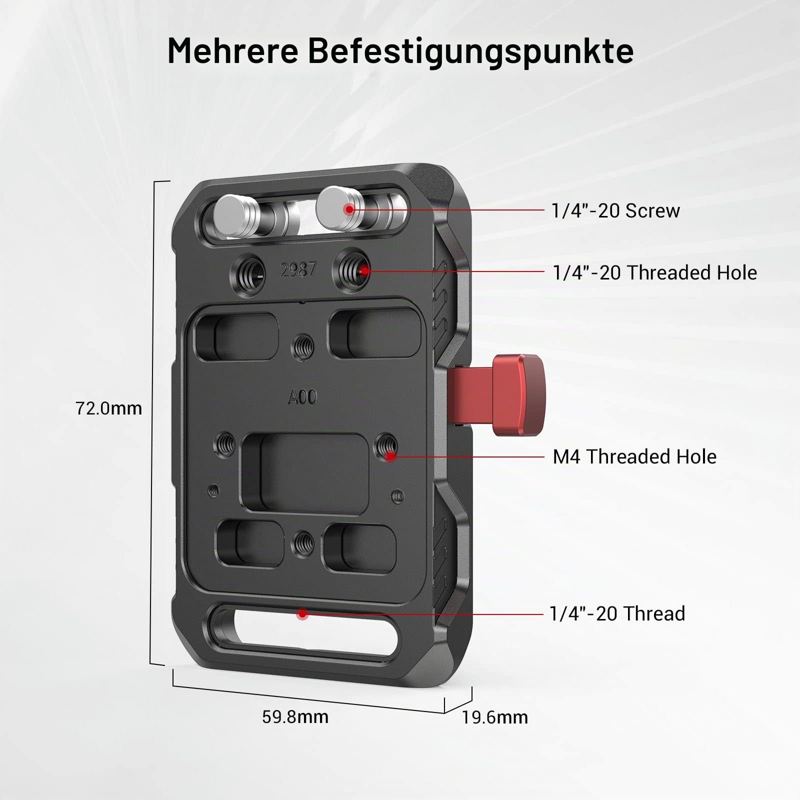 smallrig-2987-mini-v-mount-batterieplatte-akkuhalterung-aus-aluminium-63-g image 2