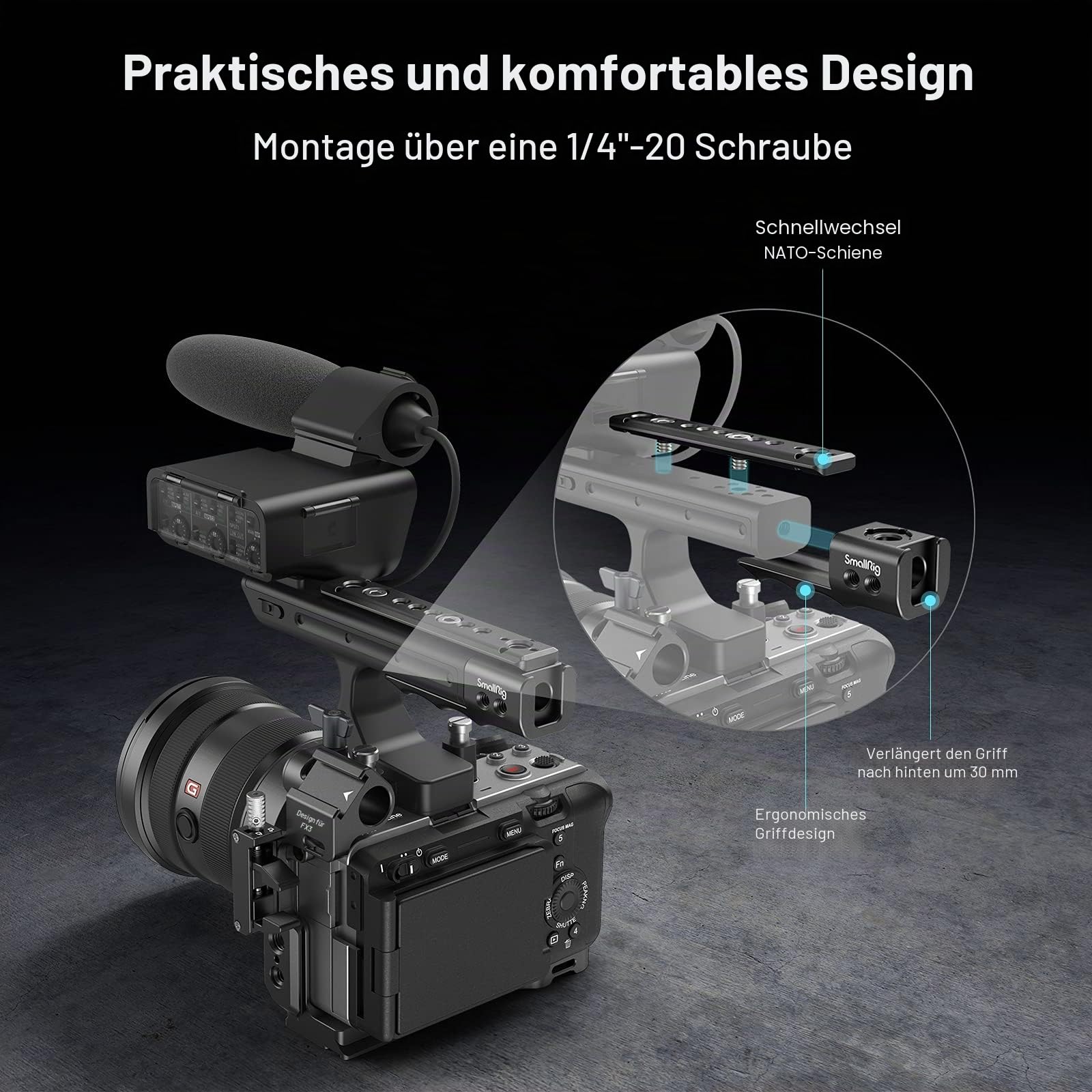 smallrig-md3490-fx3-fx30-xlr-griffverl-ngerung-30mm-mit-nato-rail image 2
