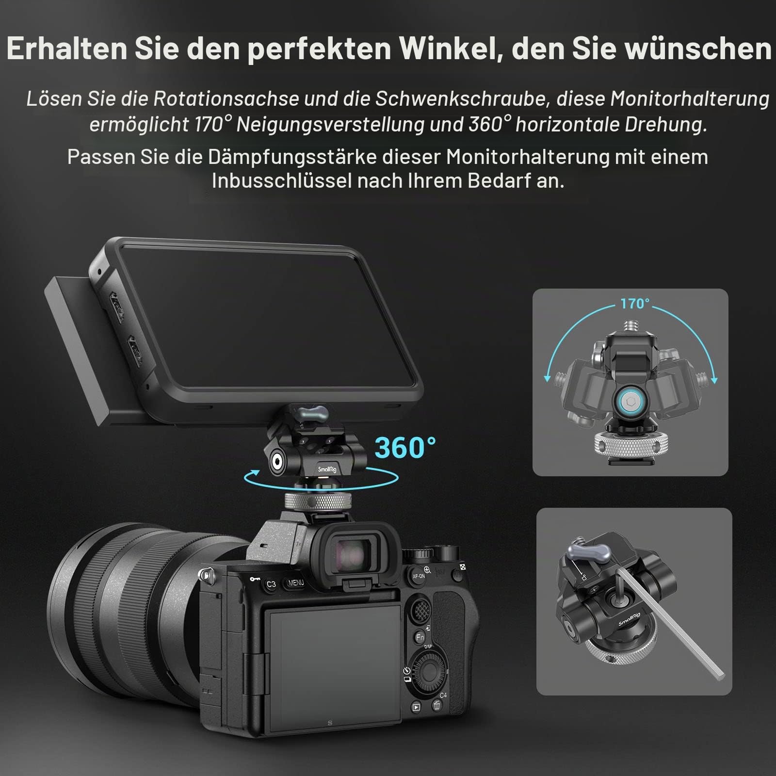 smallrig-3514c-hawklock-quick-release-monitor-halterung-mit-cold-shoe-f-r-5-und- image 2