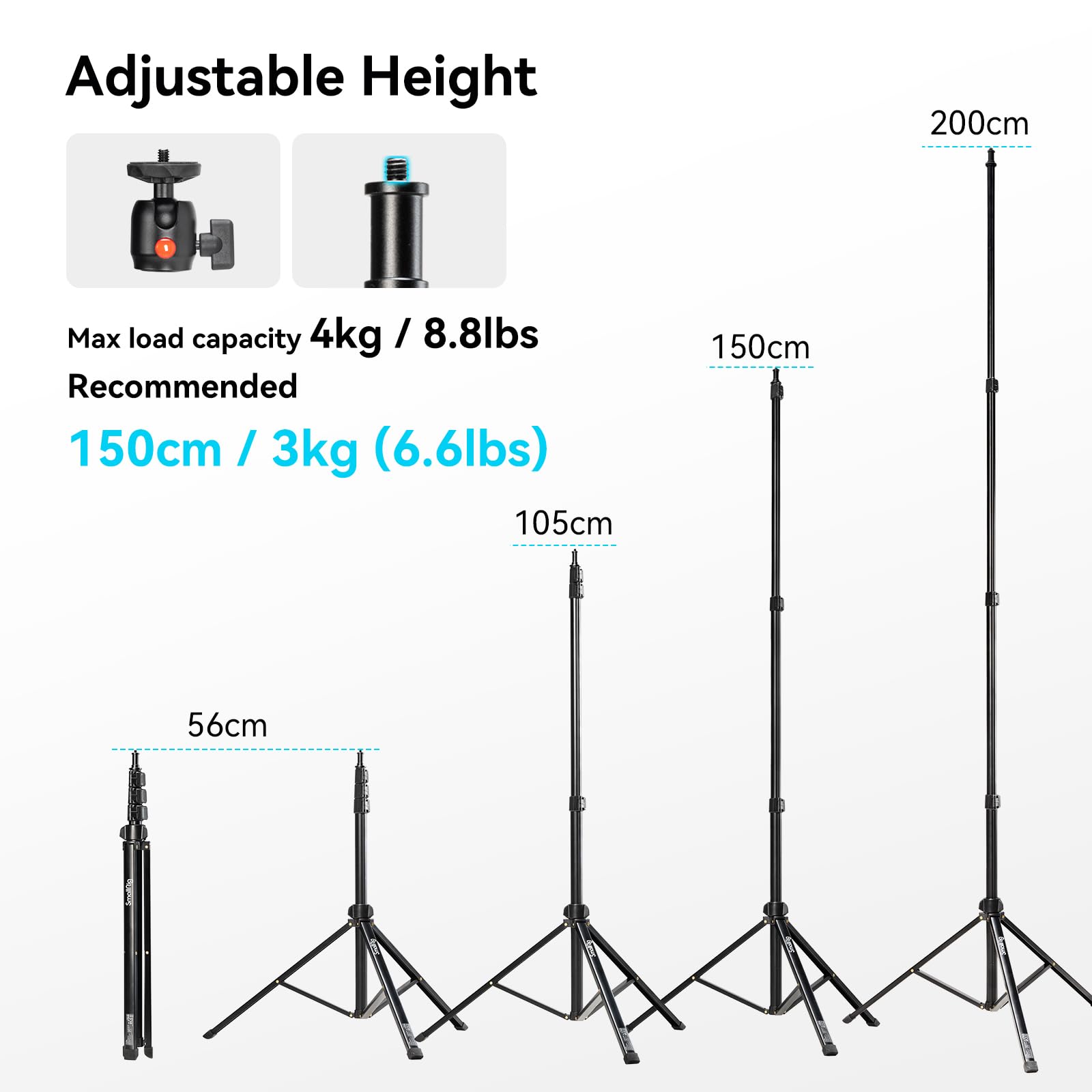 smallrig-ra-s200-lichtstativ-200-cm-4379-bis-4-kg-faltbar-56-cm image 2