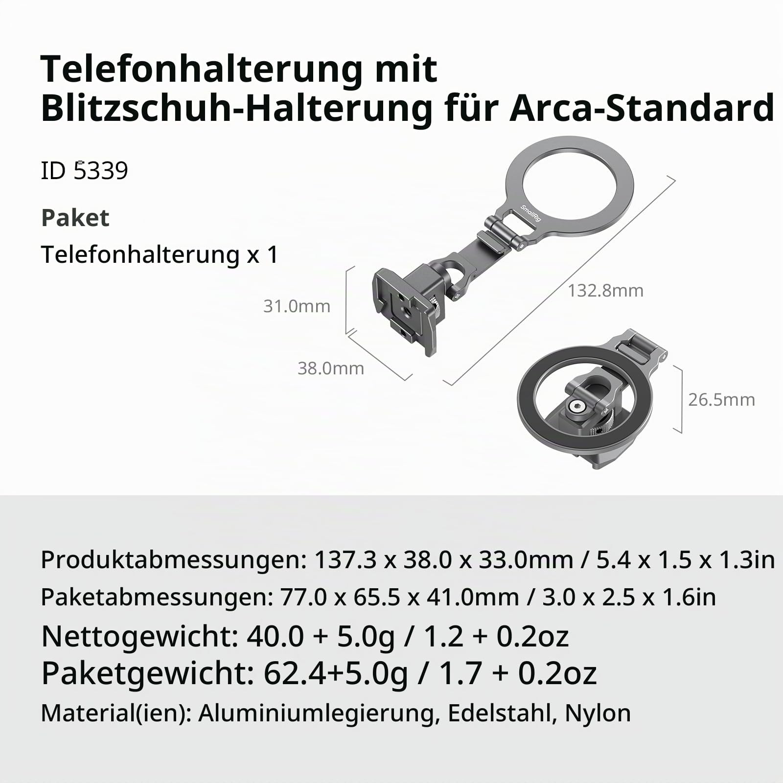 smallrig-5339-telefonhalterung-mit-cold-shoe-f-r-arca-swiss-handyhalter-mit-mags image 7