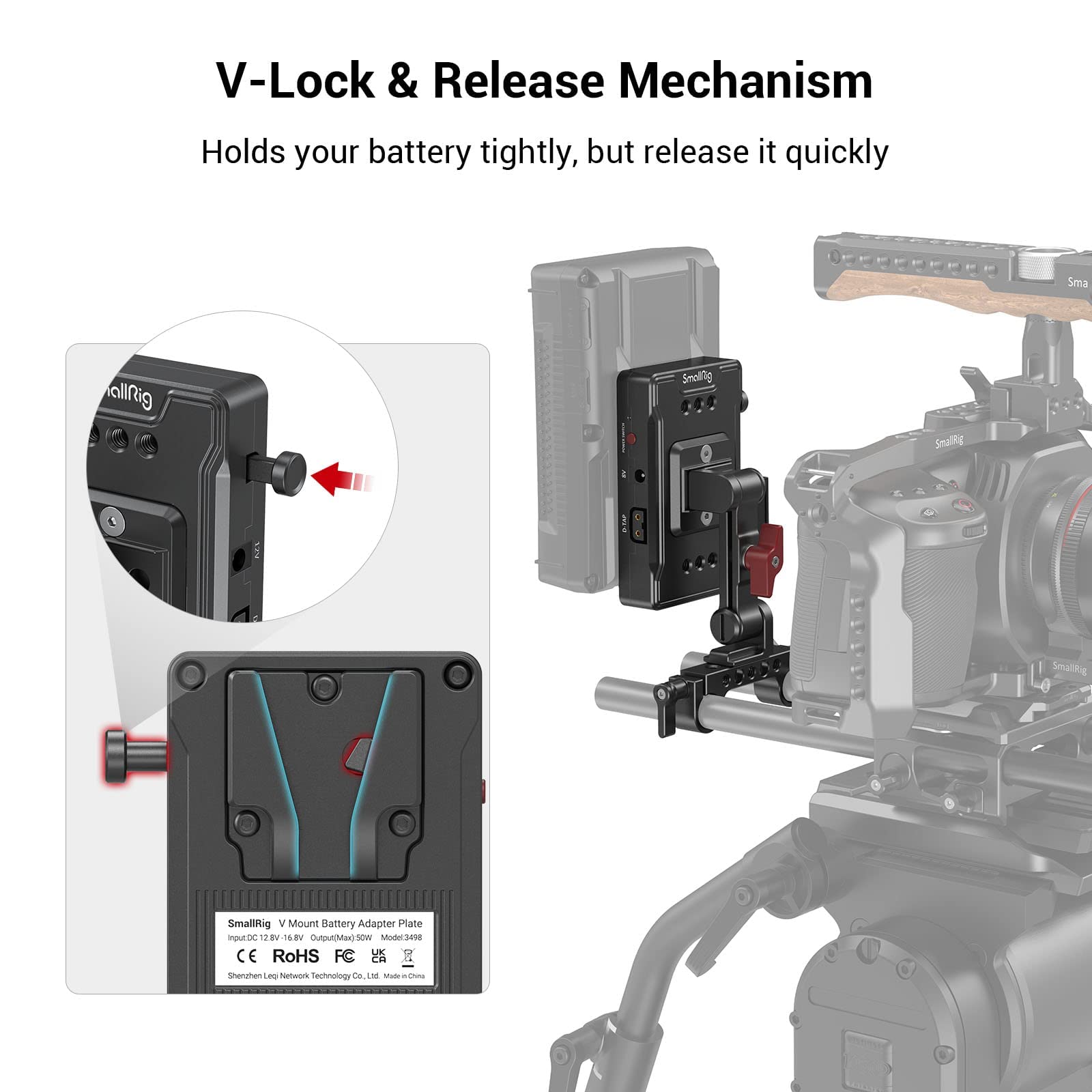 smallrig-v-mount-akkuplattenadapter-3499b-mit-verl-ngerungsarm-und-dual-15mm-sta image 3