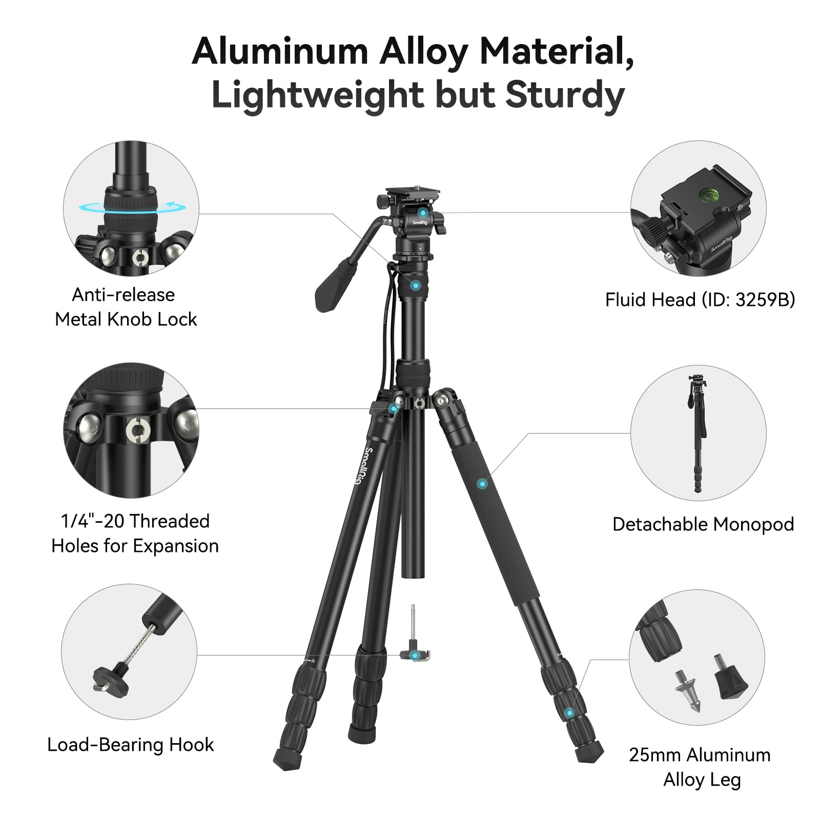 smallrig-ct180-3760b-videostativ-71-aluminium-mit-fluidkopf-monopod-funktion image 8