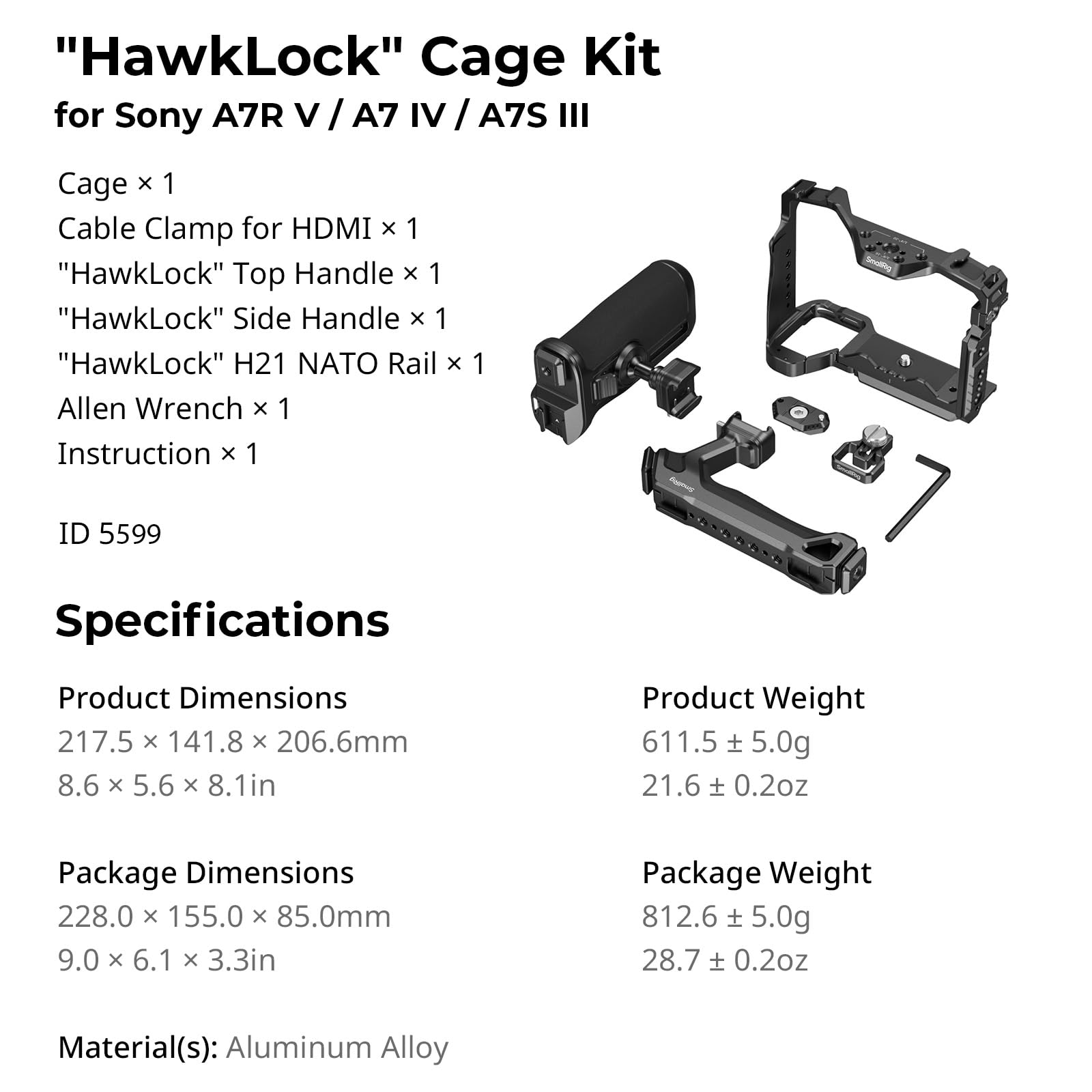 smallrig-hawklock-cage-kit-5599-f-r-sony-a7-v-a7r-v-a7-iv-a7s-iii-a1 image 8