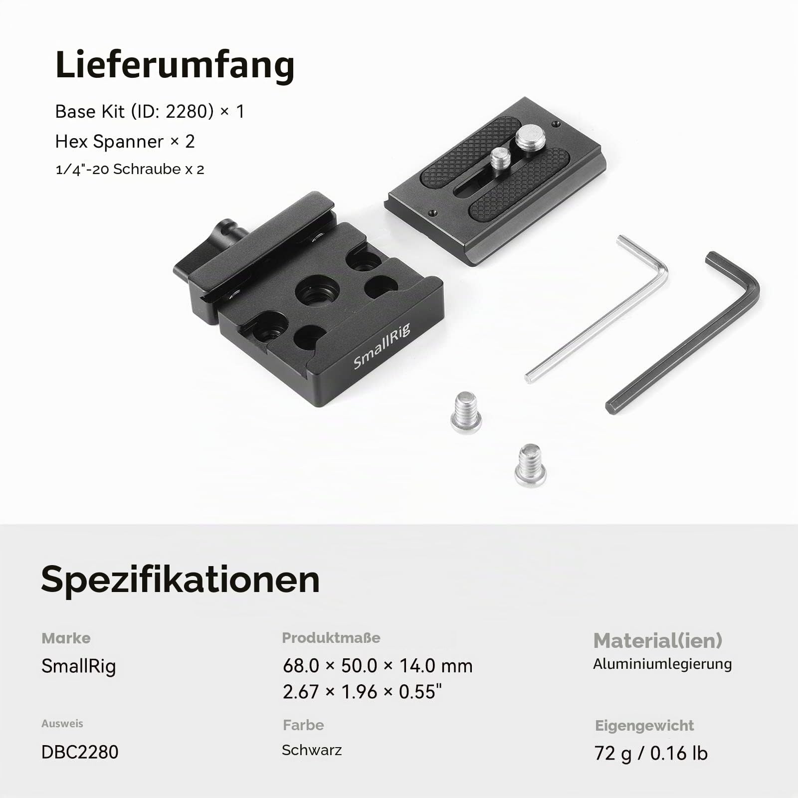 smallrig-schnellwechsel-klemme-und-platte-baseplate-f-r-arca-standard-2280 image 7