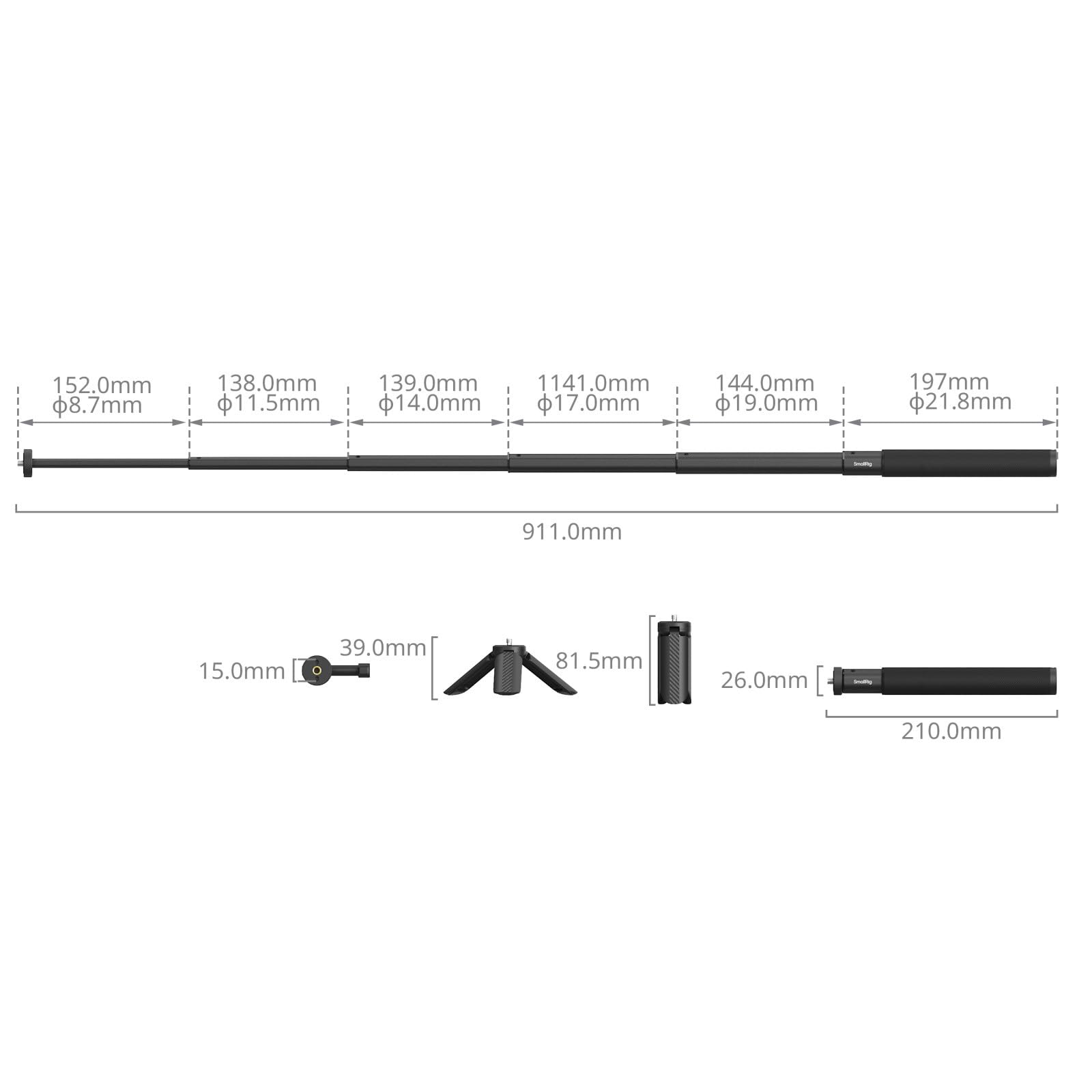 smallrig-freerover-selfie-stick-stativ-mit-telefonklemme-5403-f-r-actioncam image 3