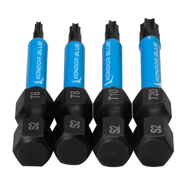 kondor-blue-torx-bit-pack-50mm-4er-set-t6-t8-t10-t20 image 1