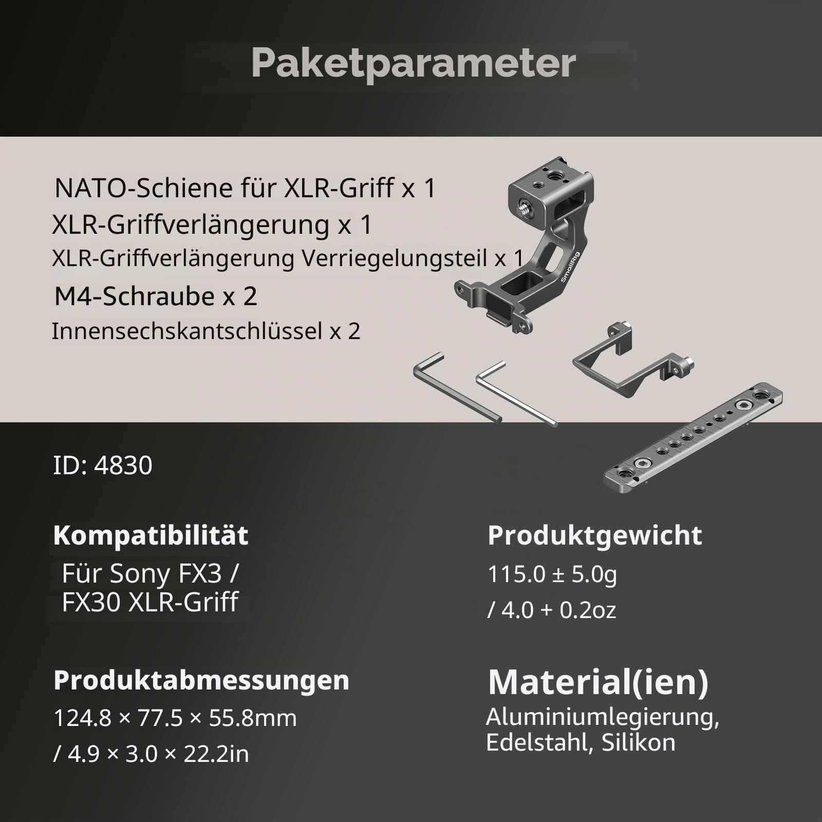 smallrig-4830-montageplatten-verl-ngerungssatz-f-r-sony-fx3-fx30-xlr-griff-mit-h image 8