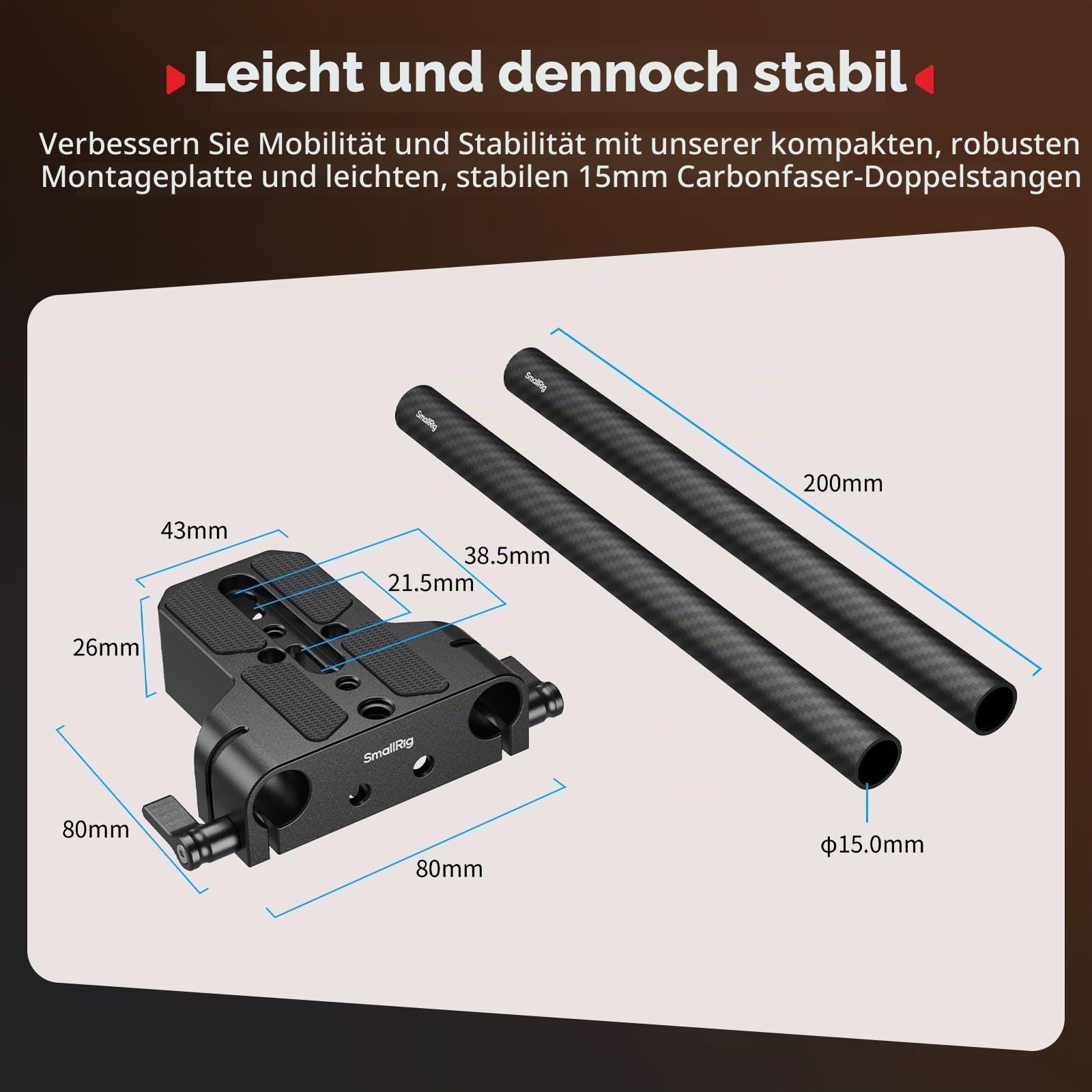 smallrig-5609-kamera-grundplatten-kit-mit-15-mm-lws-klemme-und-20-cm-kohlefaser- image 3