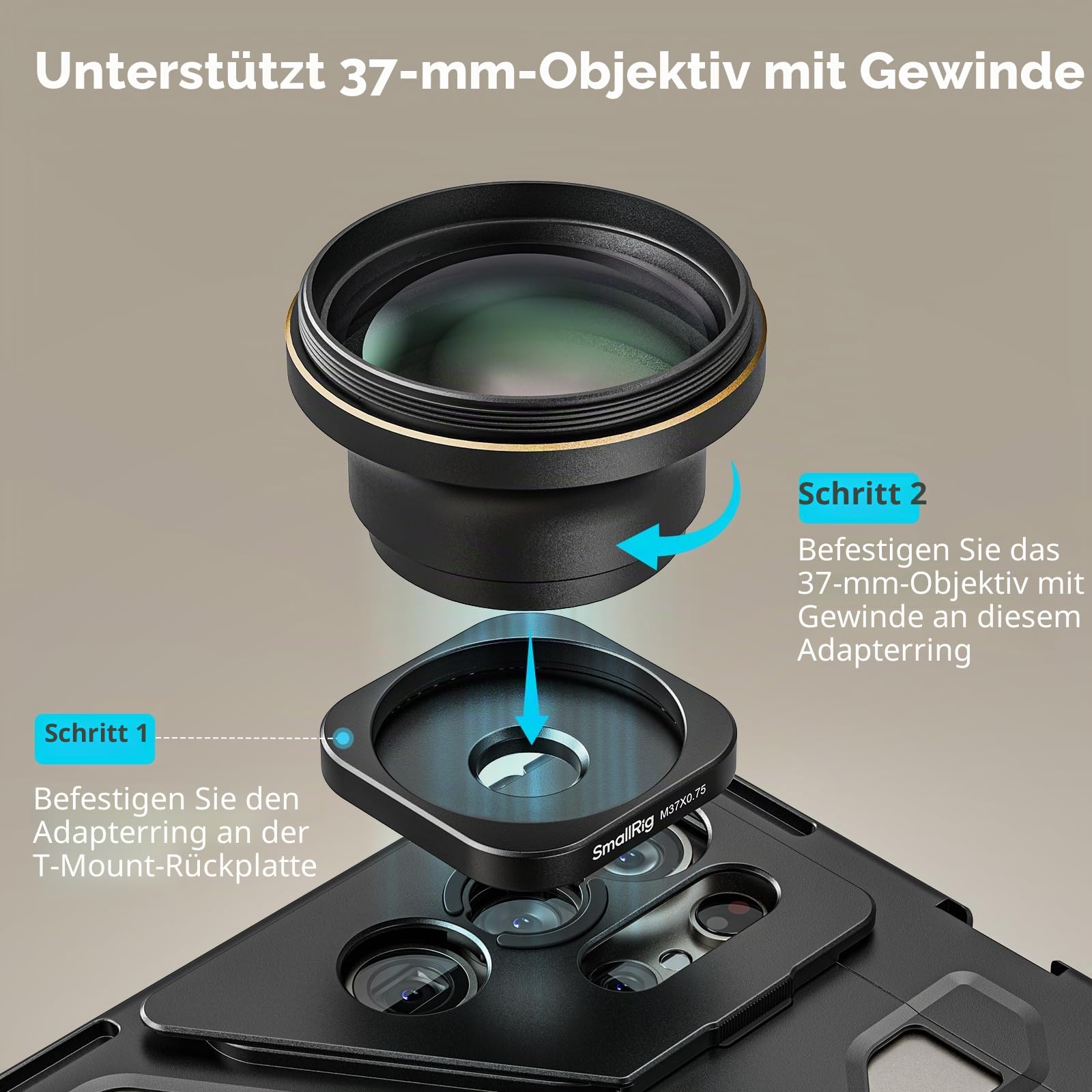 smallrig-4603-t-mount-auf-37mm-objektiv-adapterring-f-r-samsung-s24-ultra-cage image 2