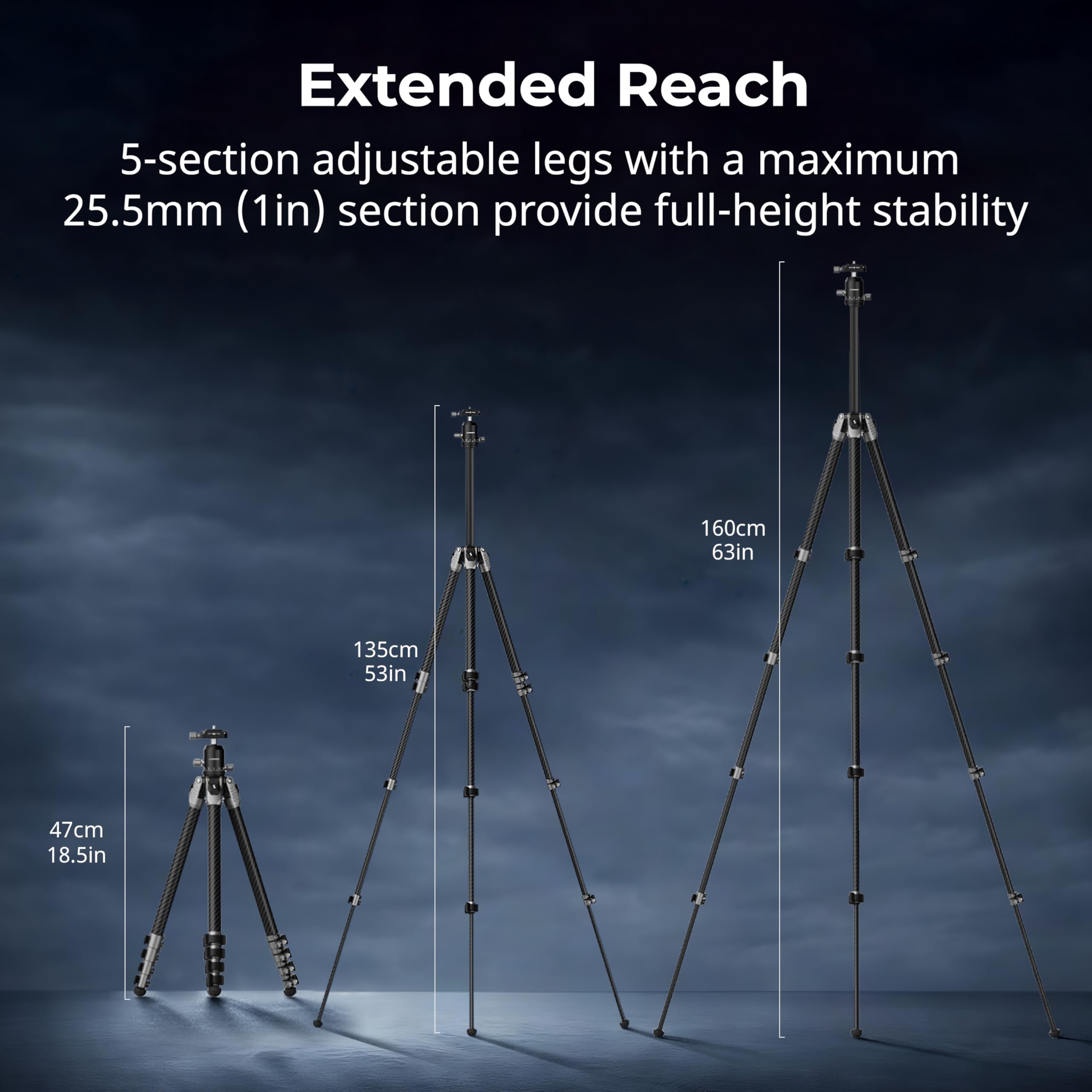 smallrig-5478-carbon-reisestativ-160-cm-mit-360-kugelkopf-5-kg image 3