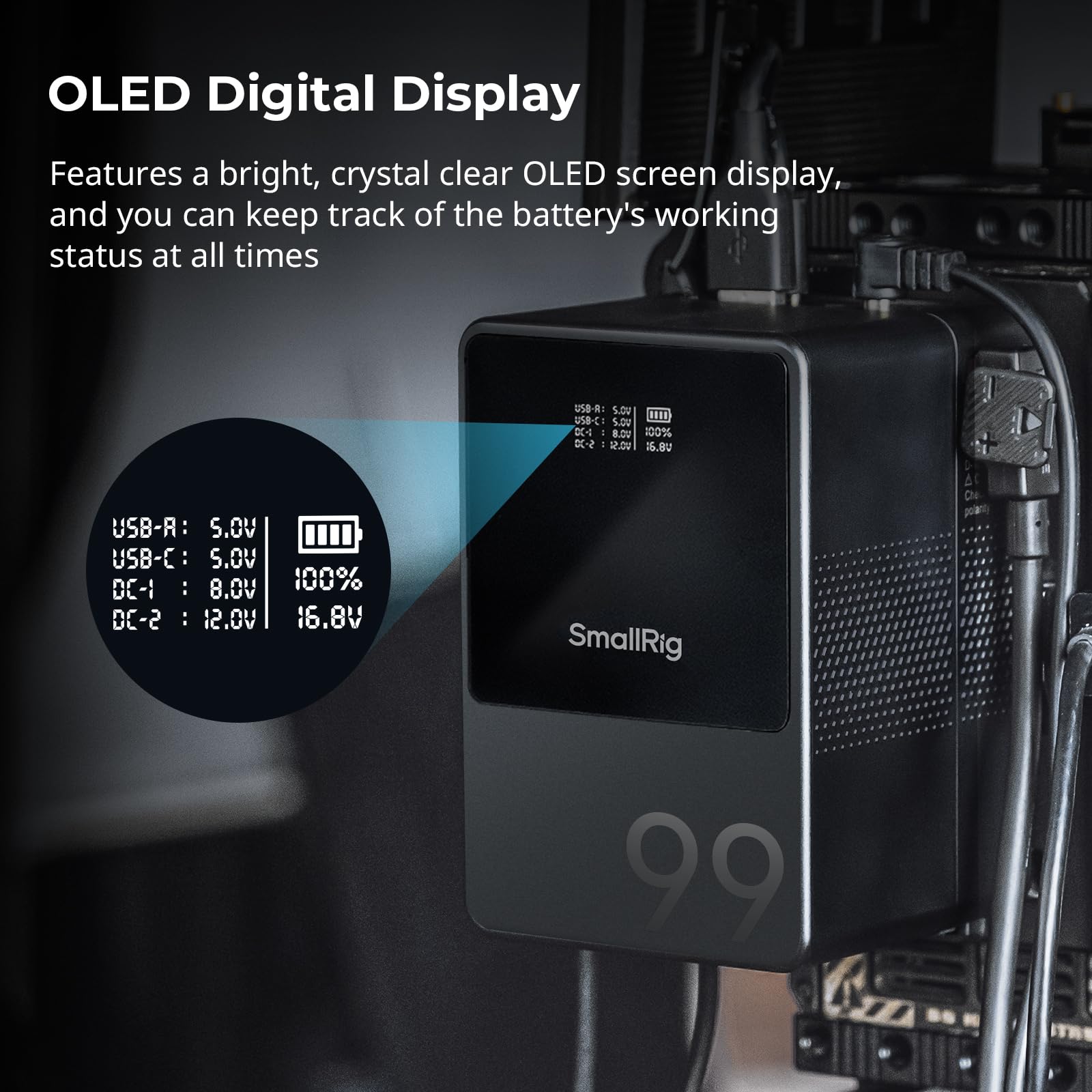 smallrig-vb99-3580b-mini-v-mount-akku-99wh-6700mah-mit-oled-und-65w-pd-usb-c image 5