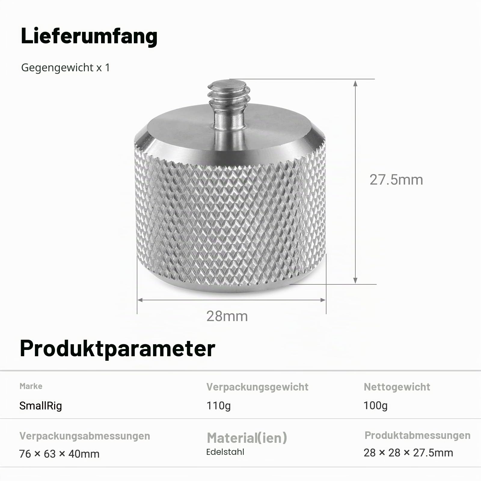 smallrig-2284-gegengewicht-100g-f-r-dji-ronin-s-und-zhiyun-gimbal image 6