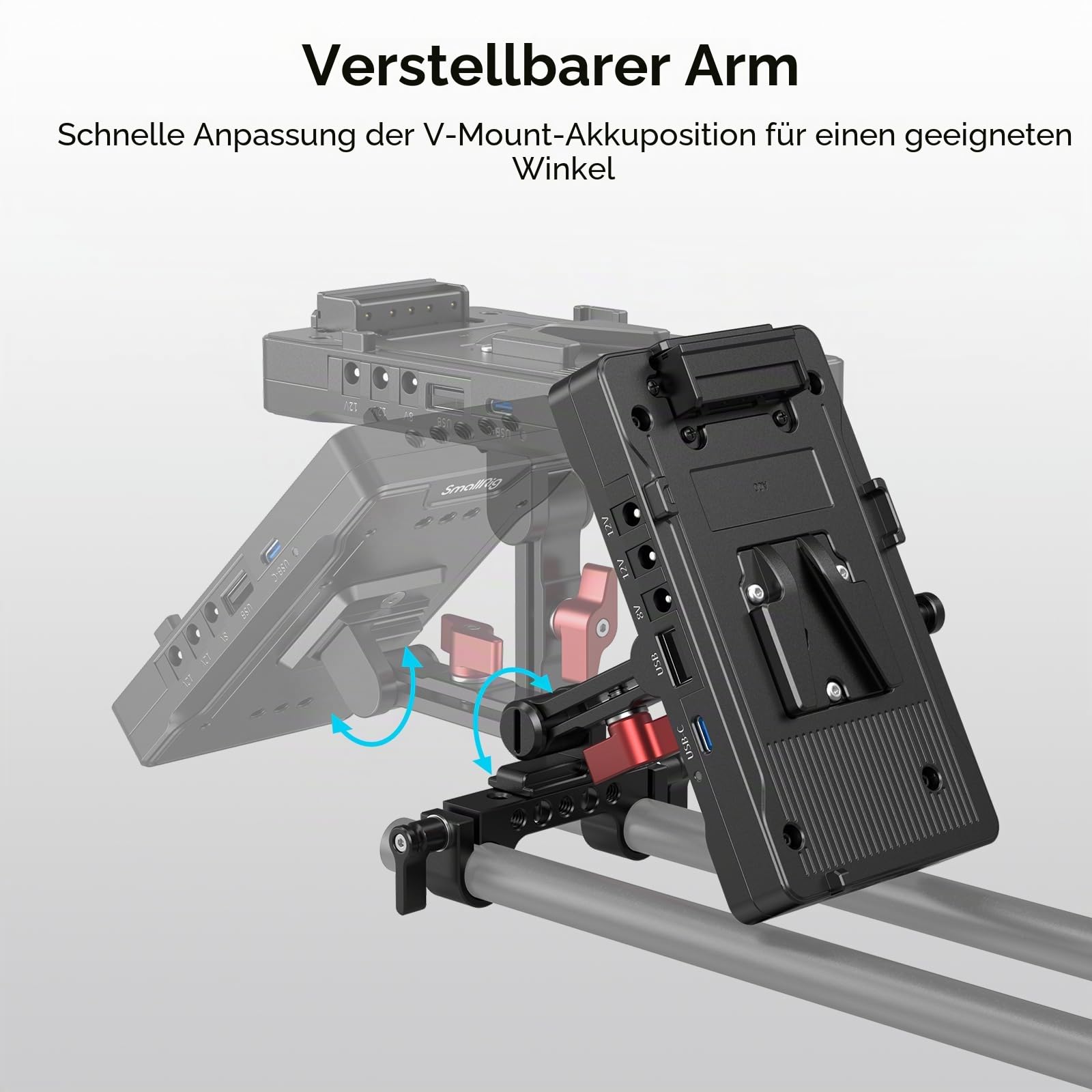 smallrig-3204b-v-mount-akkuplatte-mit-verstellbarem-arm-65w-pd-usb-c-und-d-tap image 4