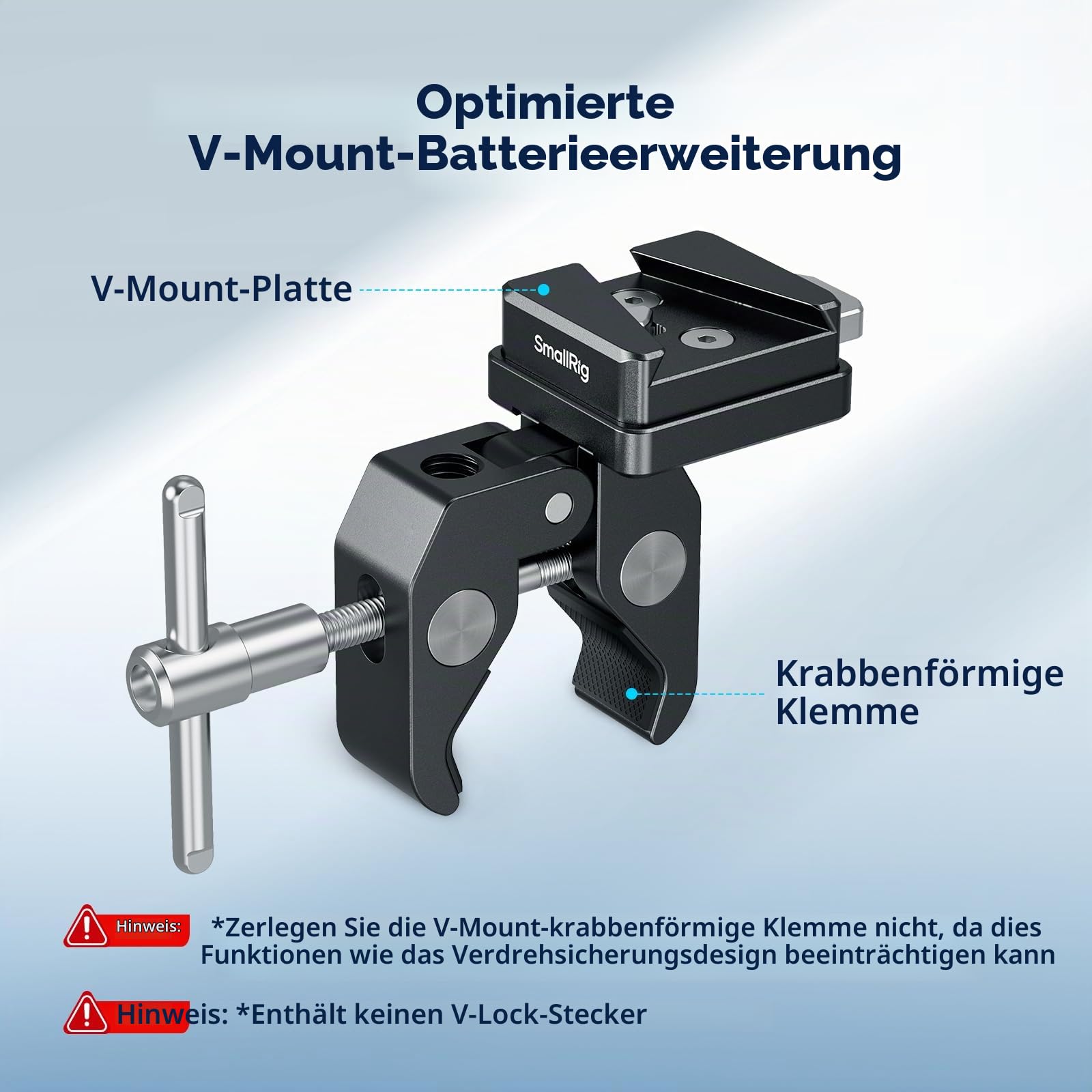 smallrig-5313-v-mount-klemme-krabbenform-15-40-mm-rohrklemme-1-5-kg-tragkraft image 2
