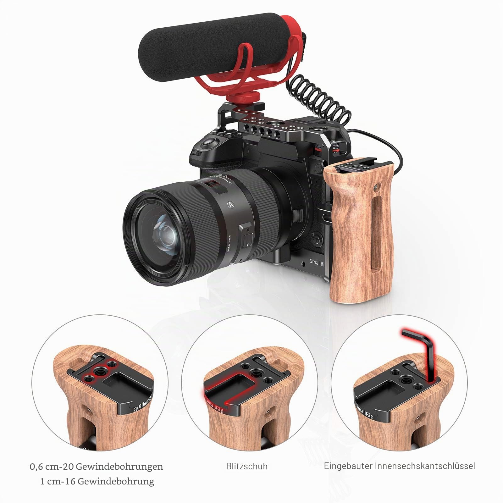 smallrig-2093c-universal-holzgriff-verstellbar-mit-cold-shoe-f-r-kamera-cage image 5