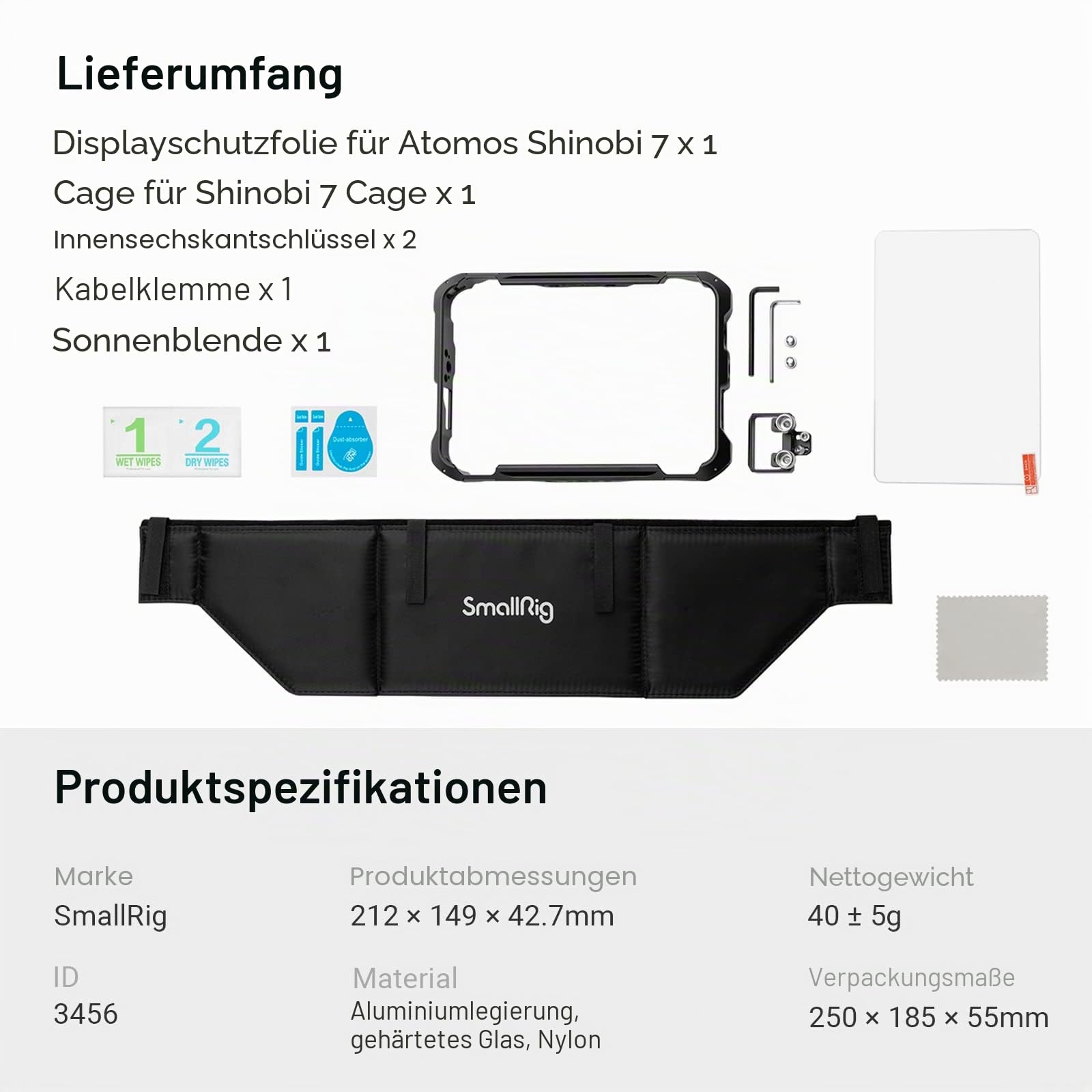 smallrig-monitor-cage-kit-3456-f-r-atomos-shinobi-7-mit-kabelklemme-und-sonnenbl image 8