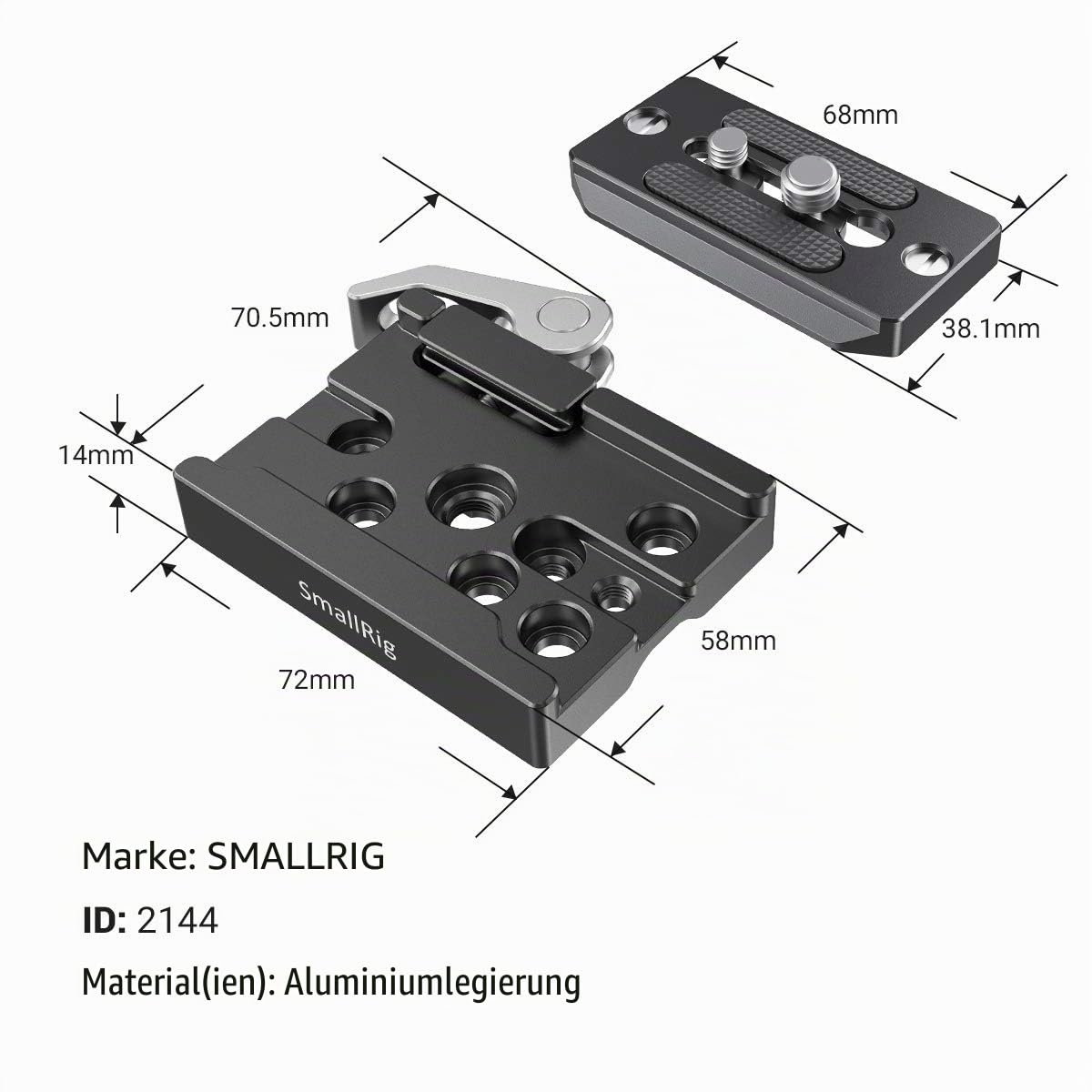 smallrig-quick-release-klemme-und-platte-f-r-arca-swiss-standard-2144b-mit-hebel image 6