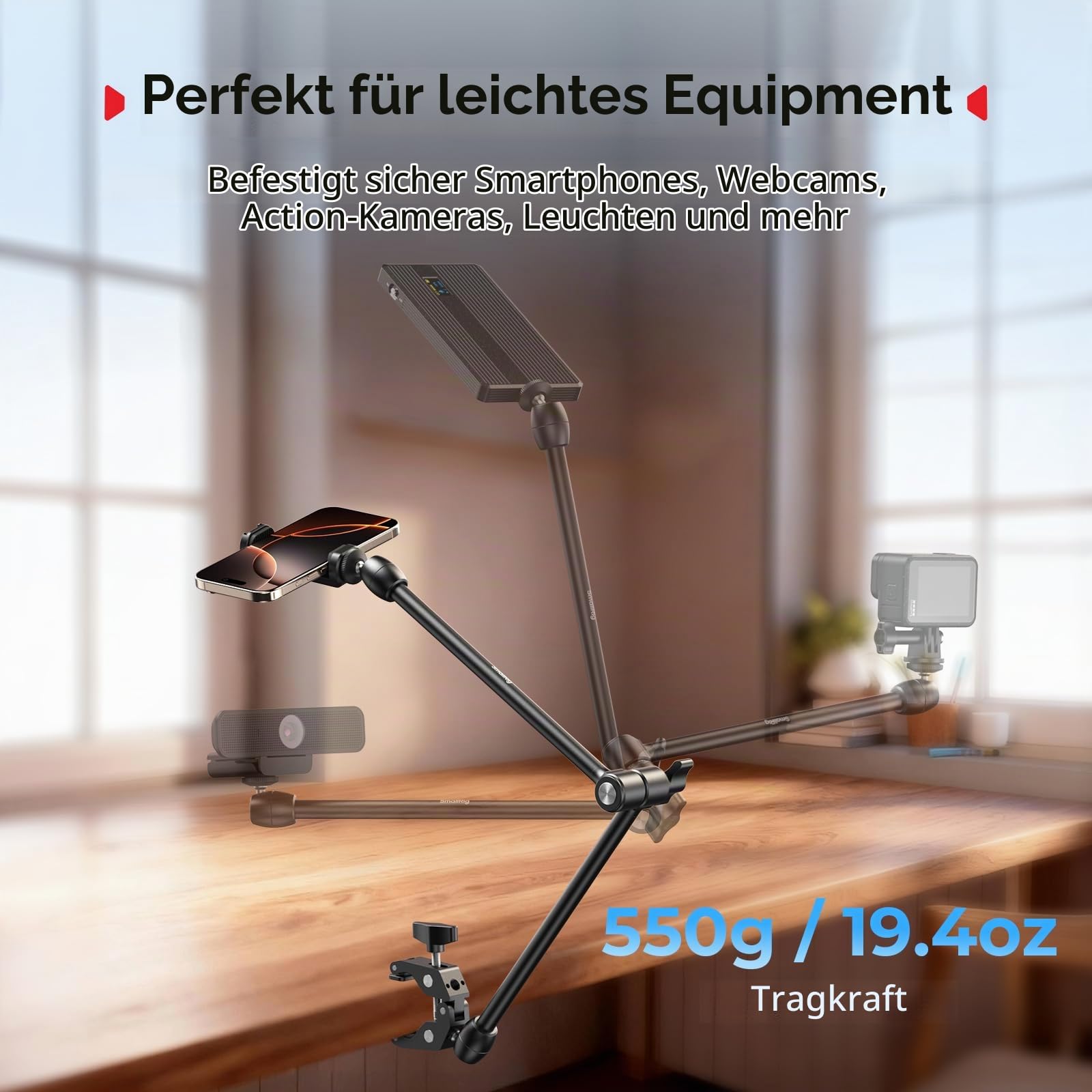 smallrig-5624-magic-arm-22-mit-klemme-und-handyhalterung image 2