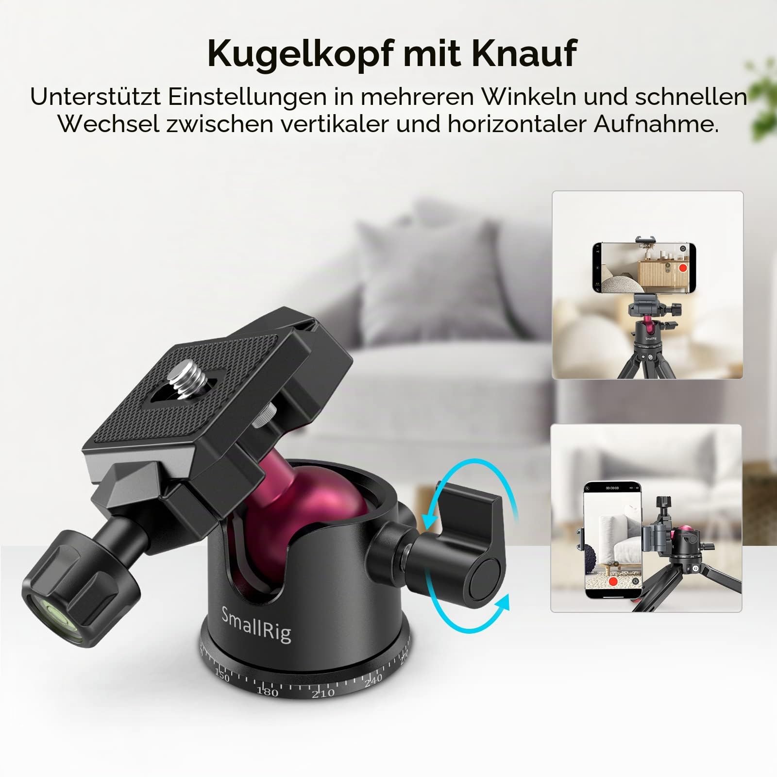 smallrig-mini-stativ-but2664-aluminium-mit-360-kugelkopf-und-arca-platte image 3