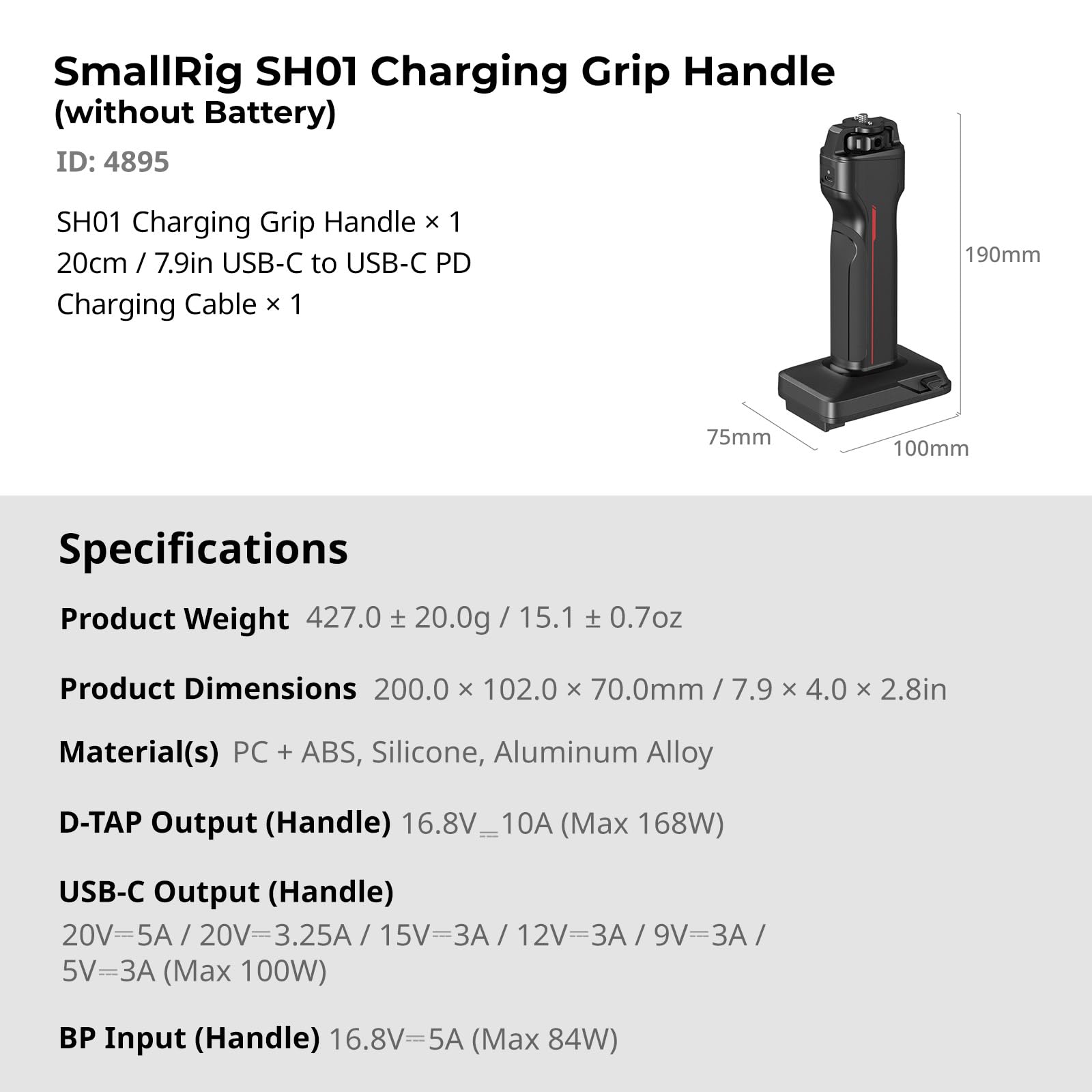 smallrig-sh01-ladegriff-4895-f-r-v-mount-100w-usb-c image 7
