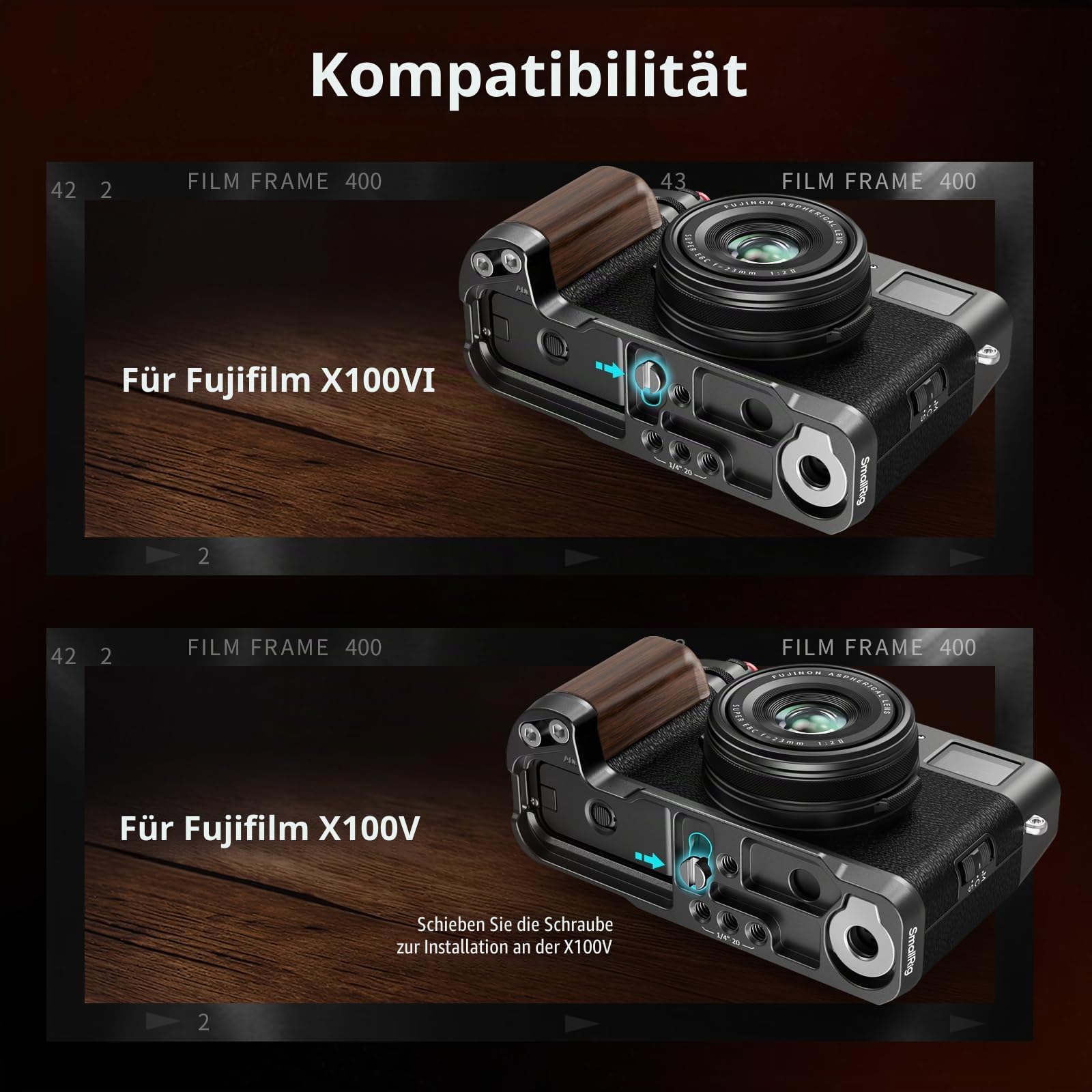smallrig-4805-l-handgriff-holz-f-r-fujifilm-x100vi-x100v-mit-arca-platte-schwarz image 7