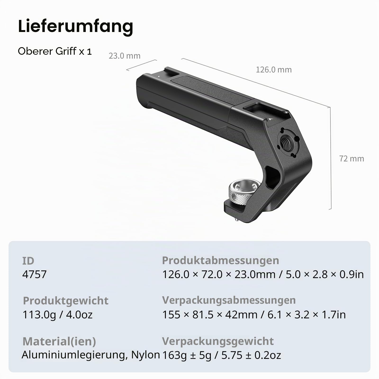 smallrig-4757-top-handle-light-leichter-kameragriff-113g-mit-arri-pins-und-dual- image 7