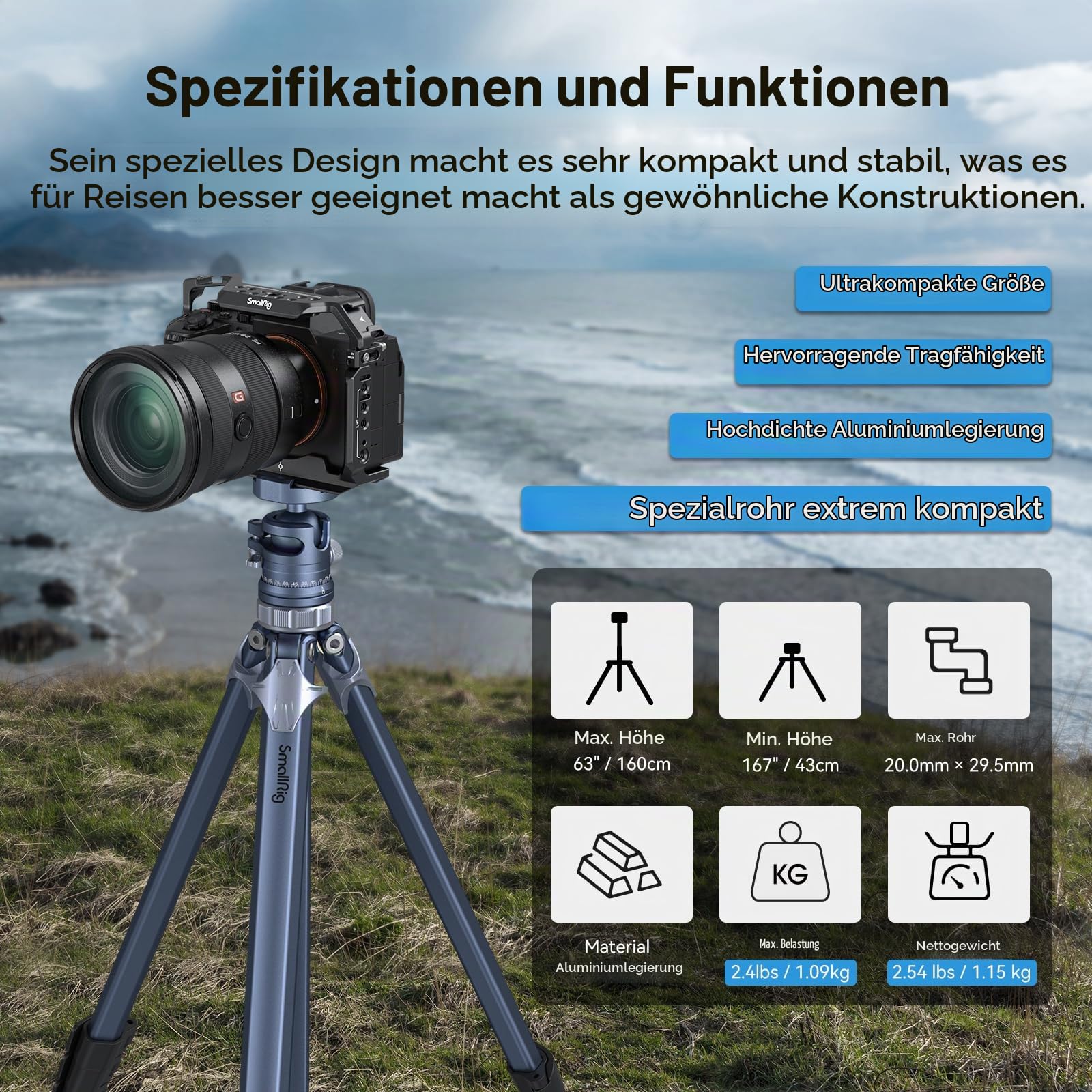 smallrig-ap-02-4222b-lightweight-travel-tripod-kamerastativ-159-cm-8-kg-traglast image 4