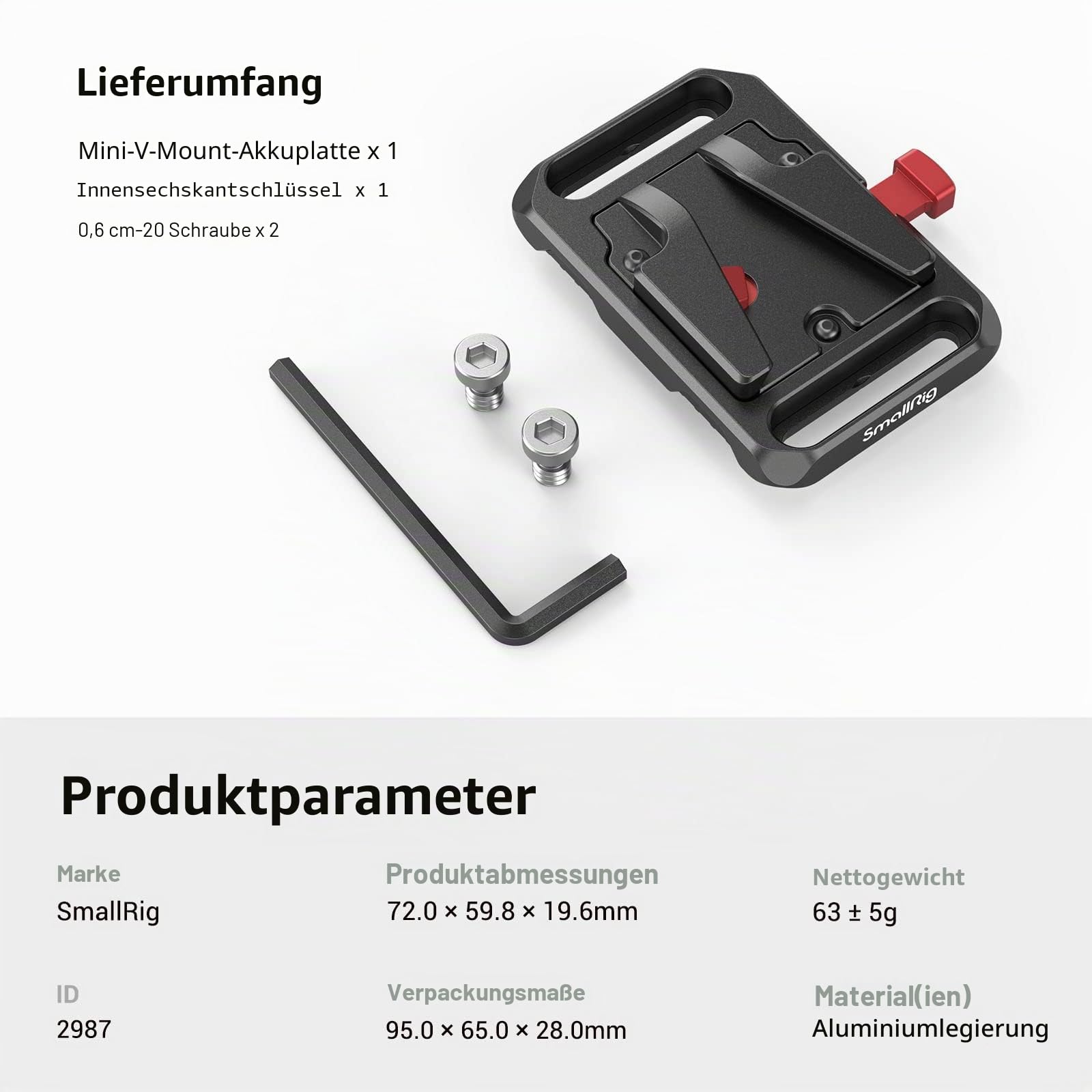 smallrig-2987-mini-v-mount-batterieplatte-akkuhalterung-aus-aluminium-63-g image 6
