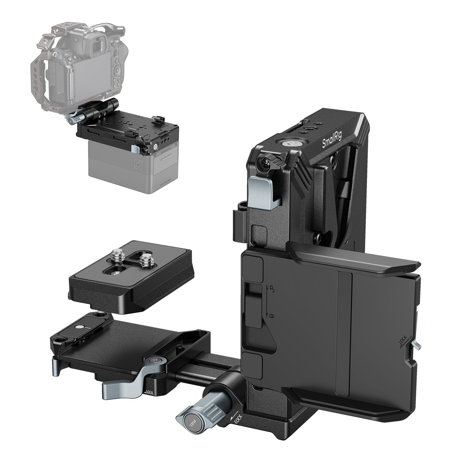 smallrig-v-mount-akkuplatten-kit-arca-qr-mit-lcd-schutz-d-tap-usb-c image 1
