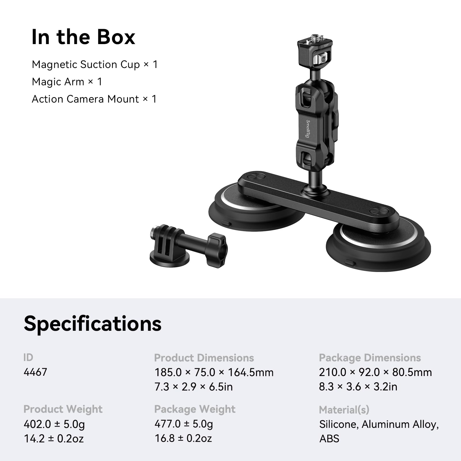 smallrig-4467-2-in-1-dual-magnet-saugnapfhalterung-f-r-action-kameras-mit-magic- image 8