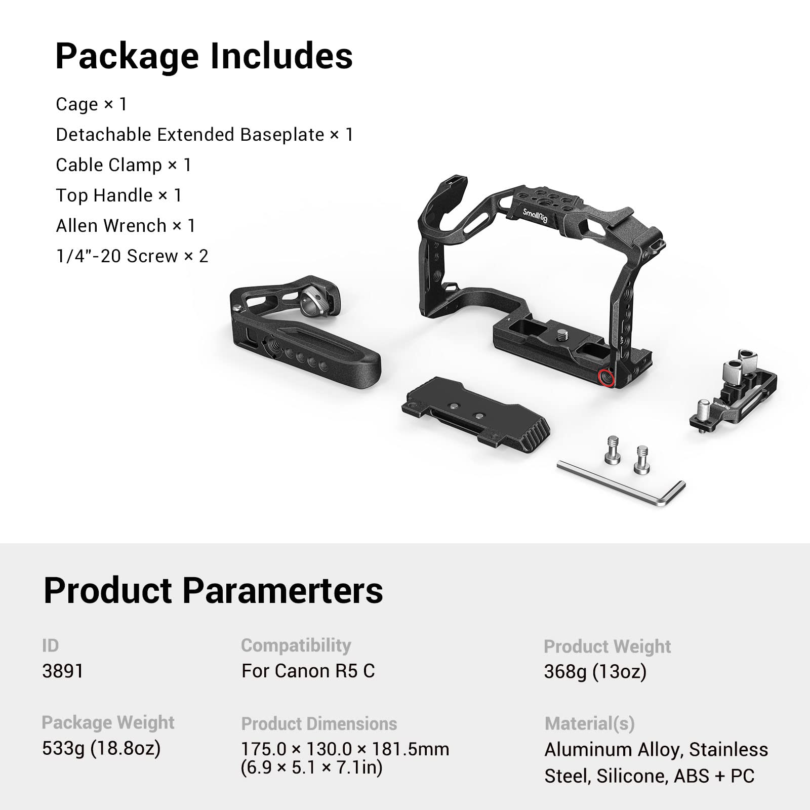 smallrig-3891-handheld-cage-kit-f-r-canon-eos-r5-c-mit-top-griff-und-kabelklemme image 7