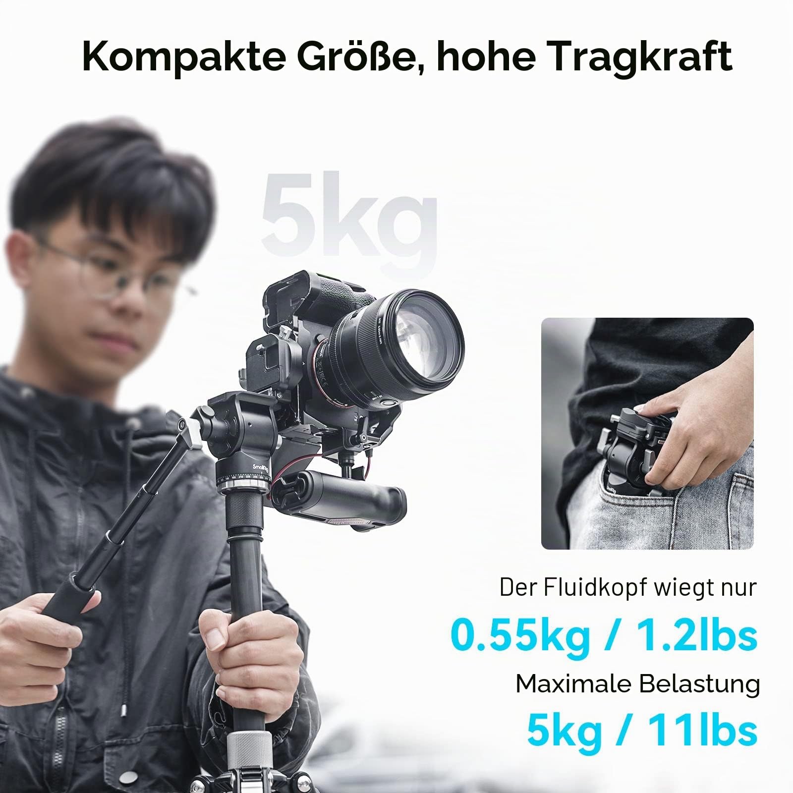 smallrig-4104-video-fluidkopf-stativkopf-5kg-mit-teleskopgriff-arca image 5