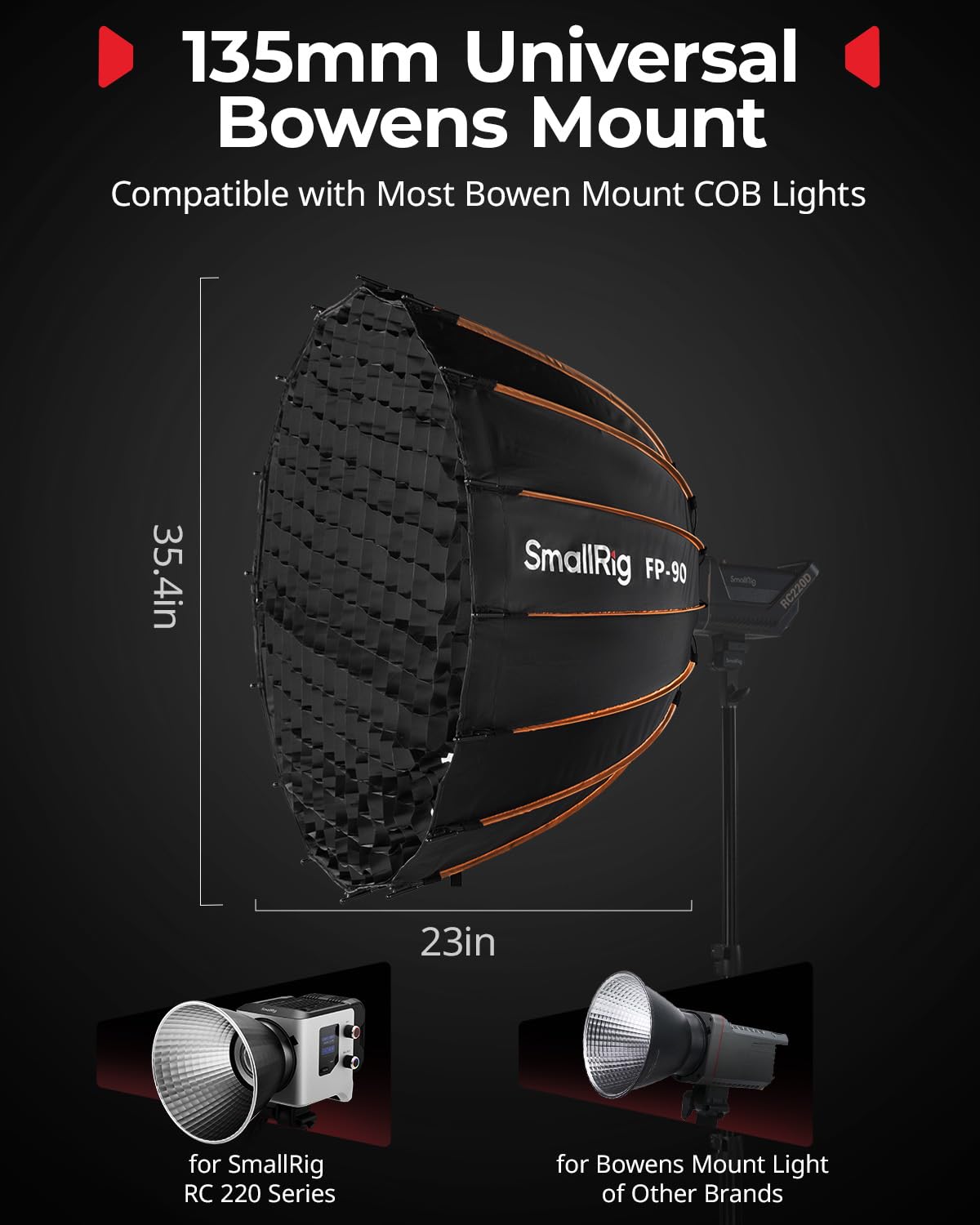 smallrig-fp-90-parabol-softbox-5395-35-4-zoll-bowens-mit-wabe-und-diffusoren image 2