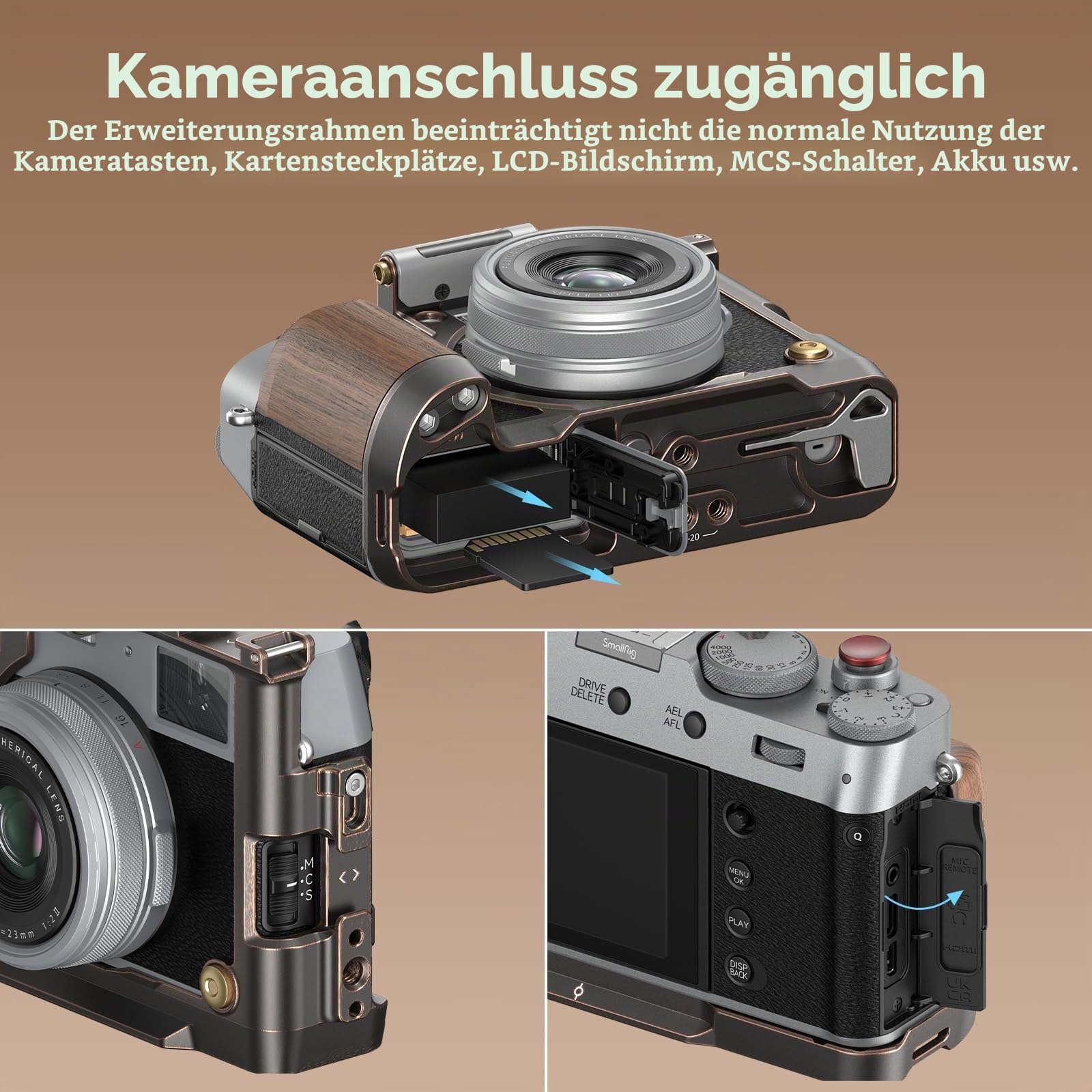 smallrig-4557b-retro-k-fig-cage-f-r-fujifilm-x100vi-mit-arca-schnellwechselplatt image 4