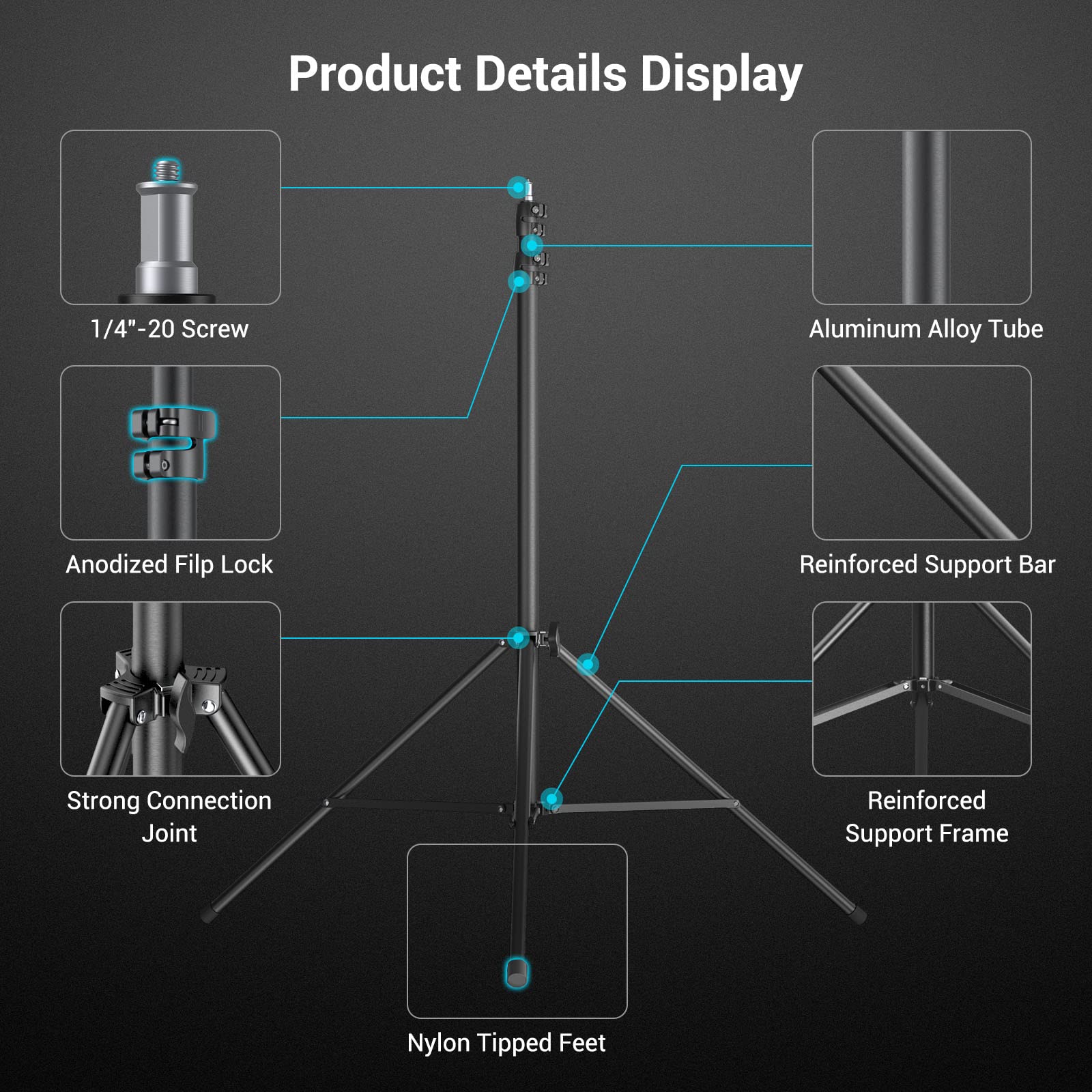 smallrig-3737-ra-s280a-aluminium-lichtstativ-280-cm-mit-170-cm-haltearm-bis-5-kg image 5