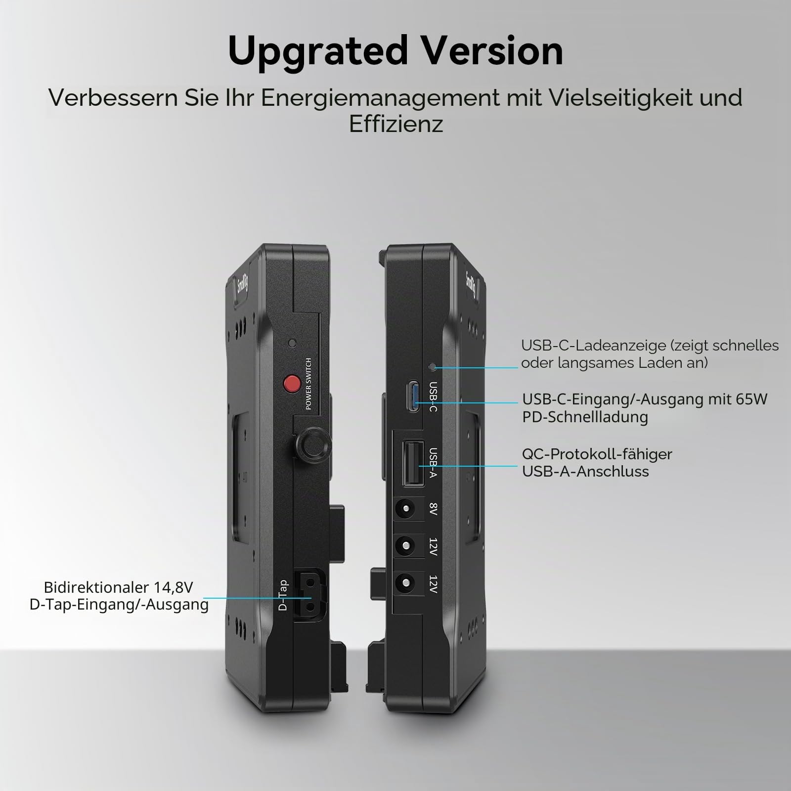 smallrig-3204b-v-mount-akkuplatte-mit-verstellbarem-arm-65w-pd-usb-c-und-d-tap image 5