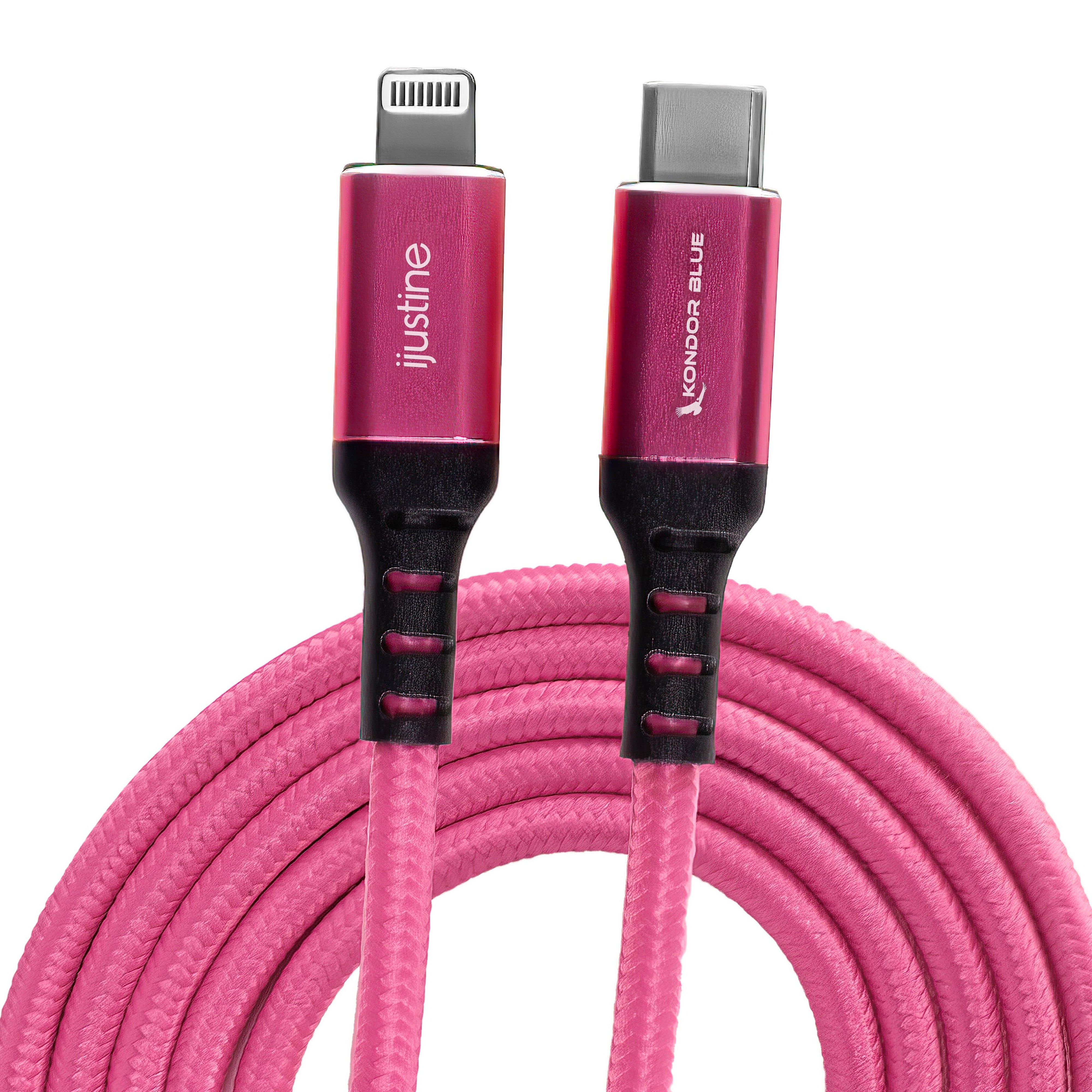kondor-blue-ijustine-pink-lightning-kabel-1m-usb-c-usb-a-laden-sync image 1